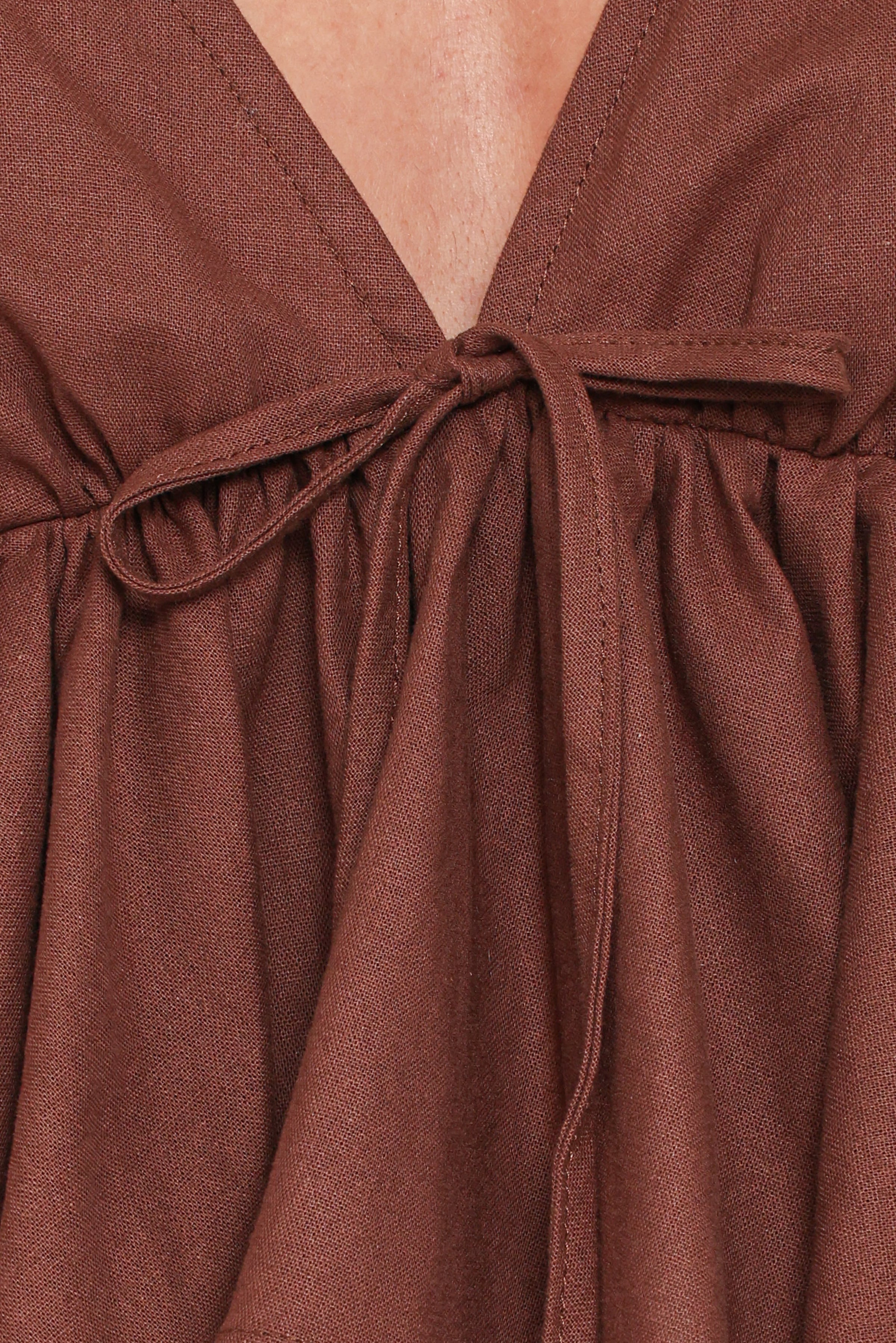 TOPS Brienne Tie Front Top - Chocolate