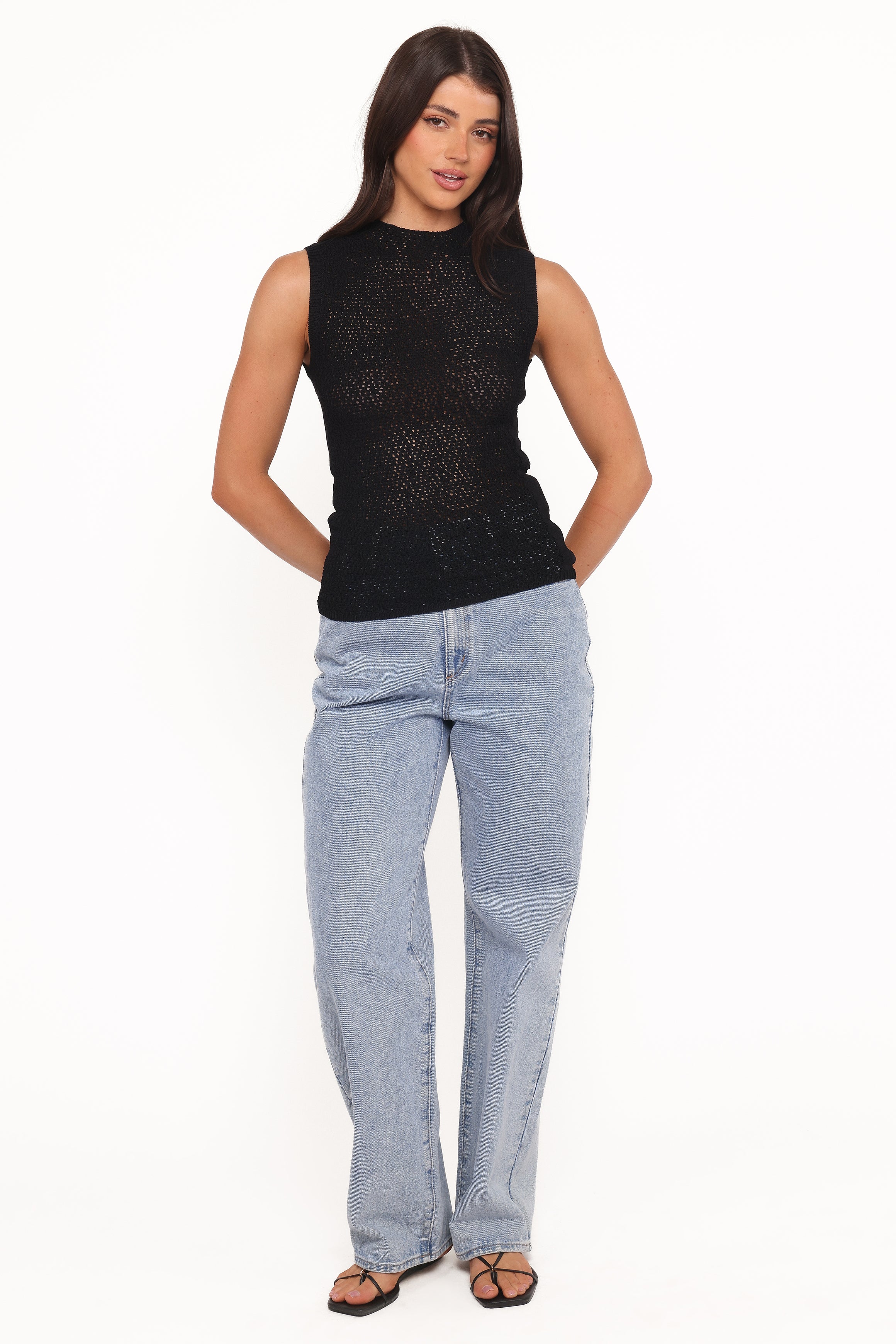 TOPS Brody Sheer Knit Top - Black