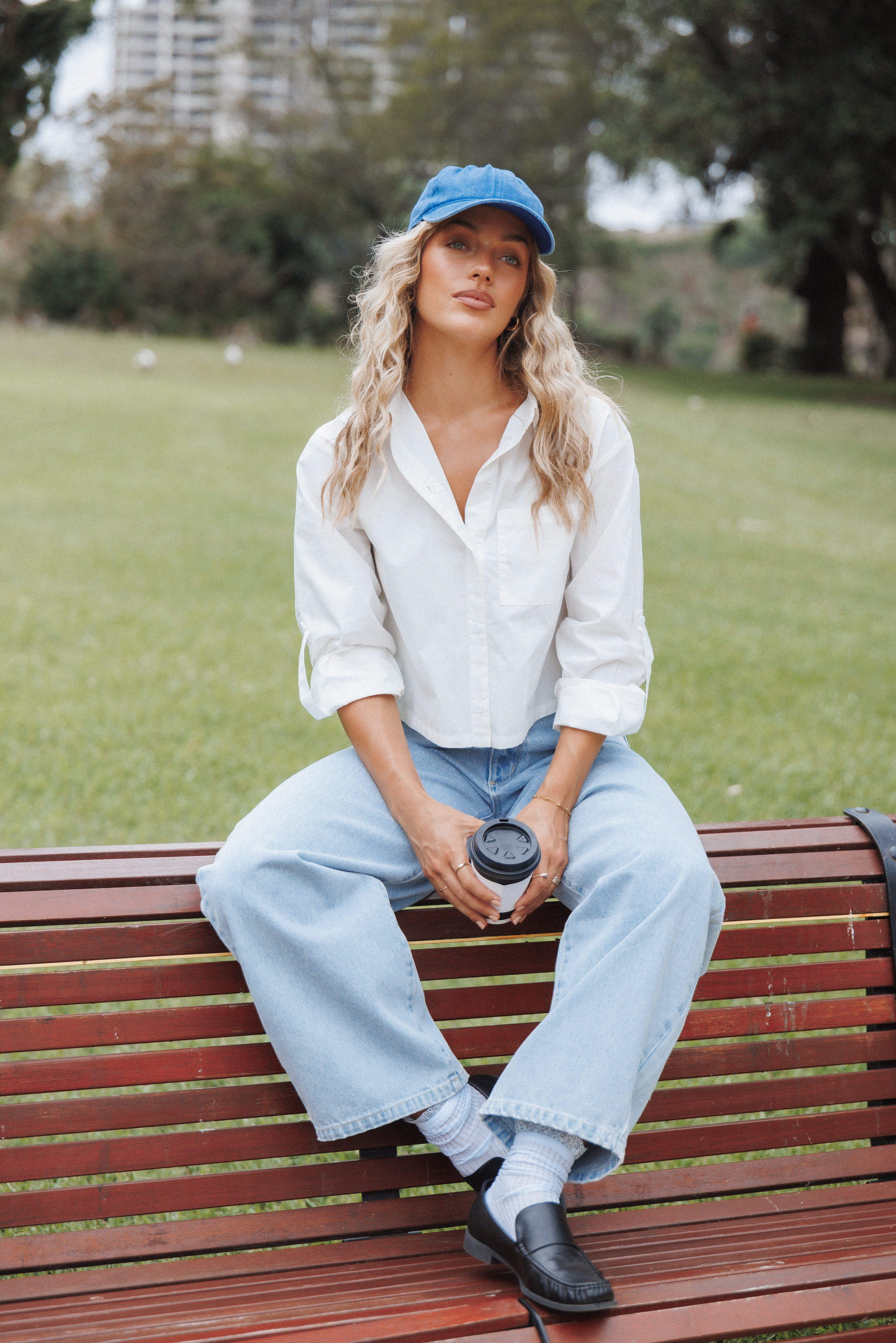 TOPS Bronagh Cropped Button Up Shirt - White