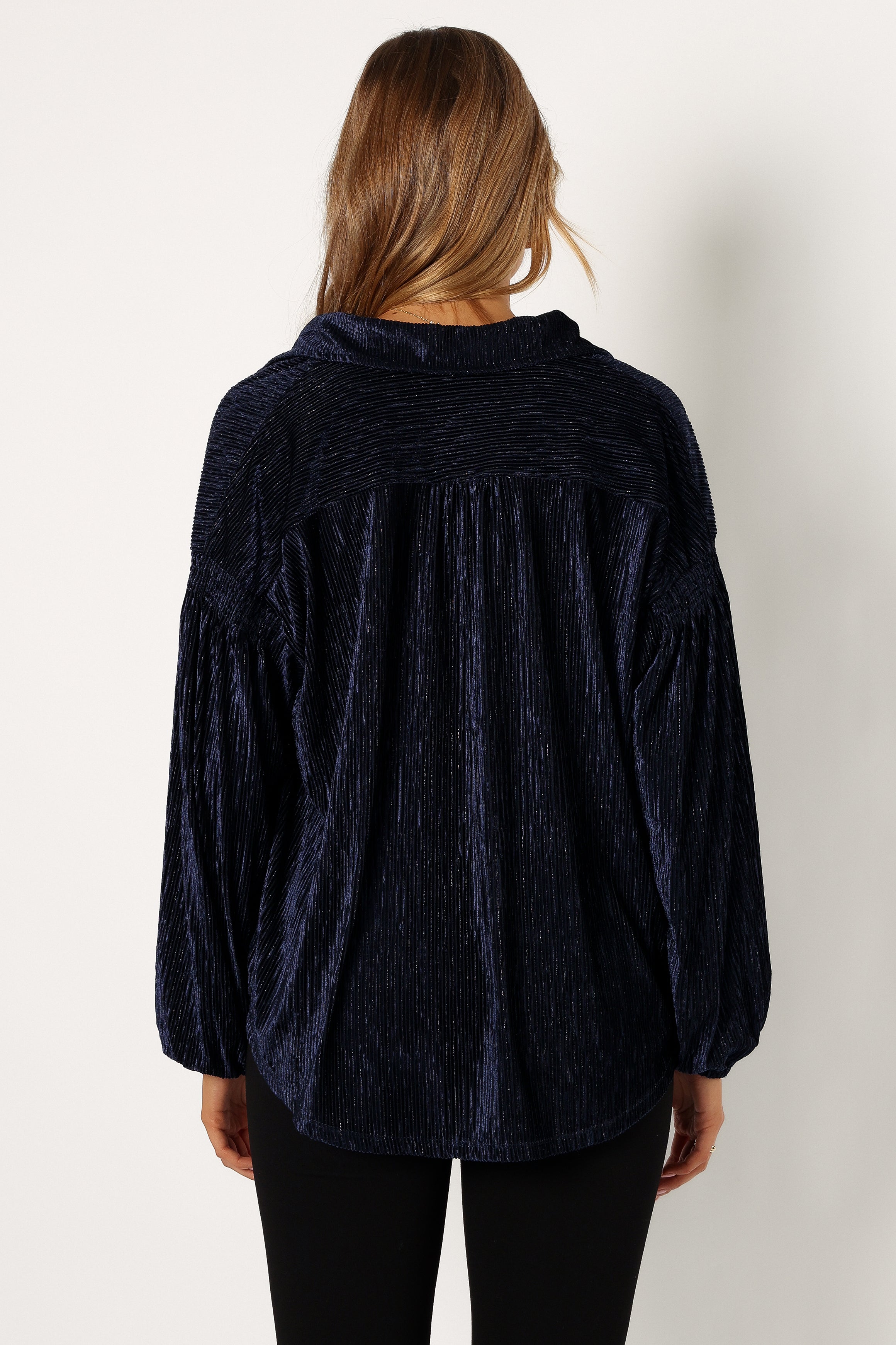 TOPS @Cadence Long Sleeve Sequin Top - Navy