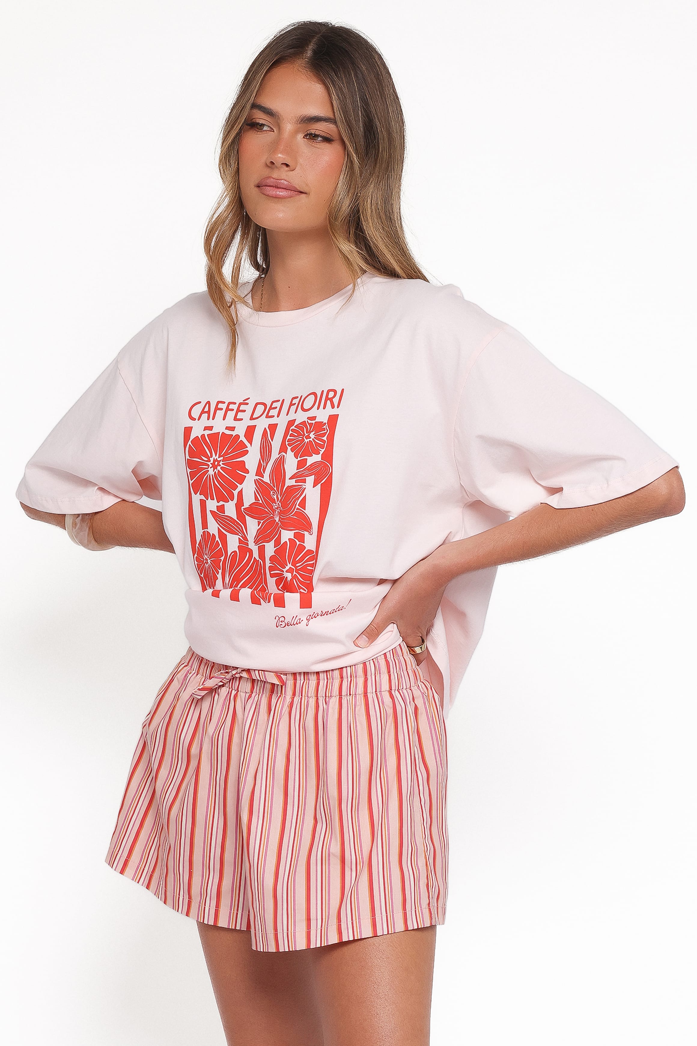 TOPS Caffe Dei Fiori Tee - Pink