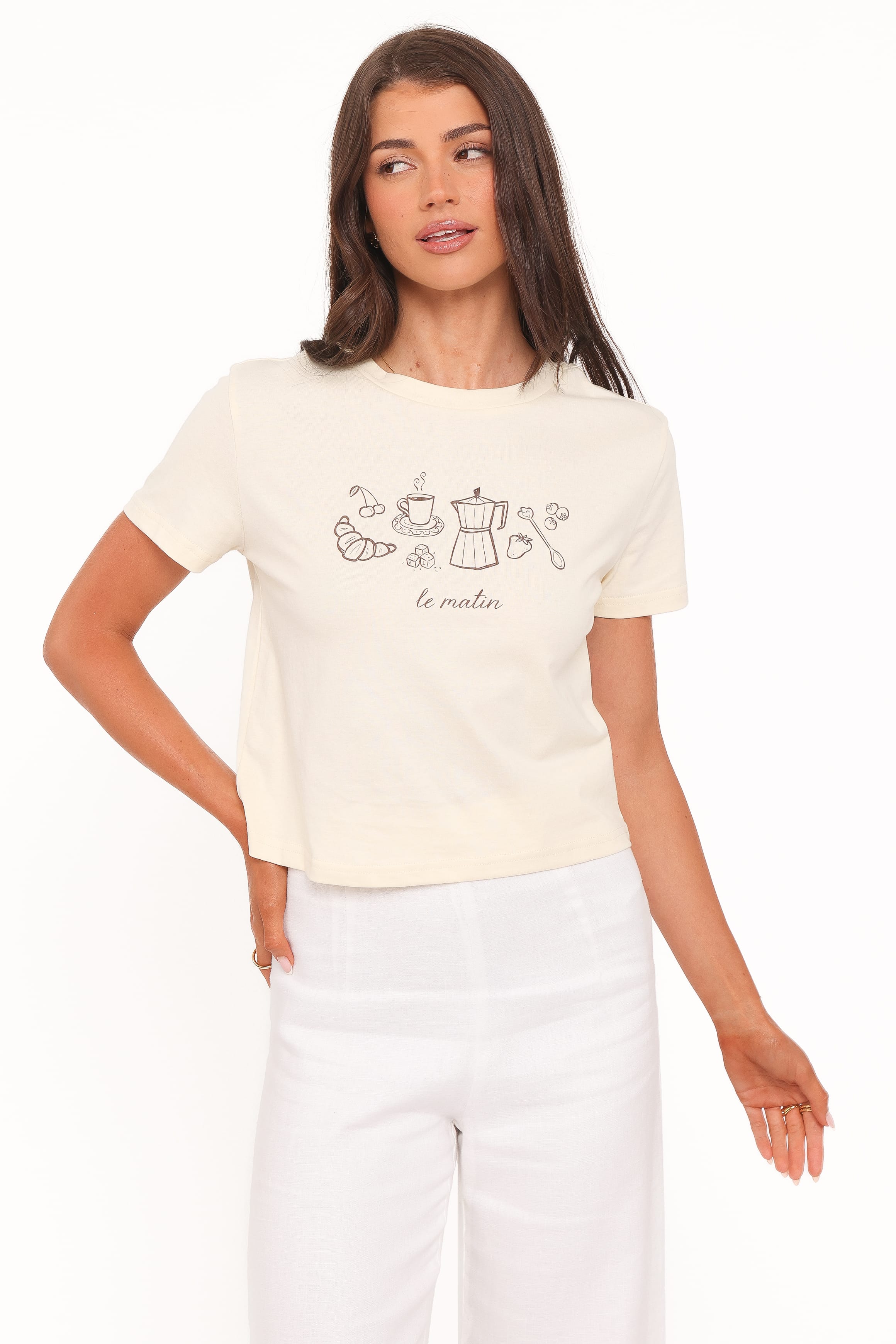 TOPS Camelia Graphic Tee - Cream