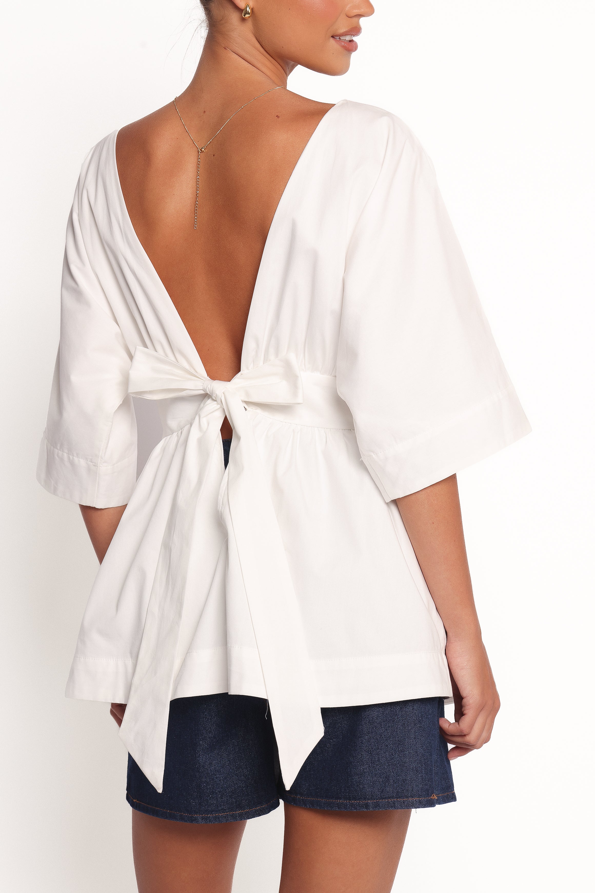 TOPS Camila Open Back Top - White