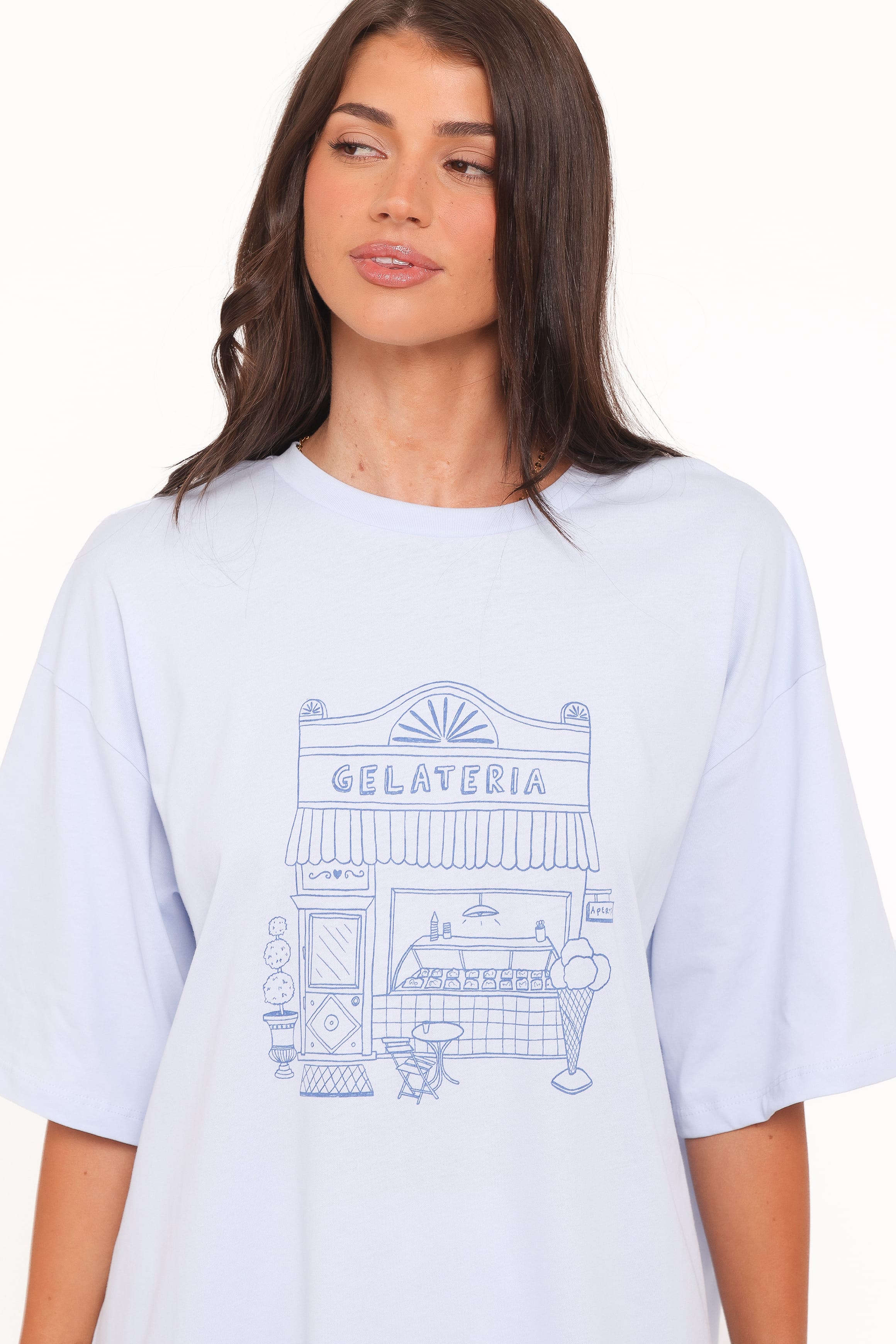 TOPS Carmen Graphic Tee - Baby Blue