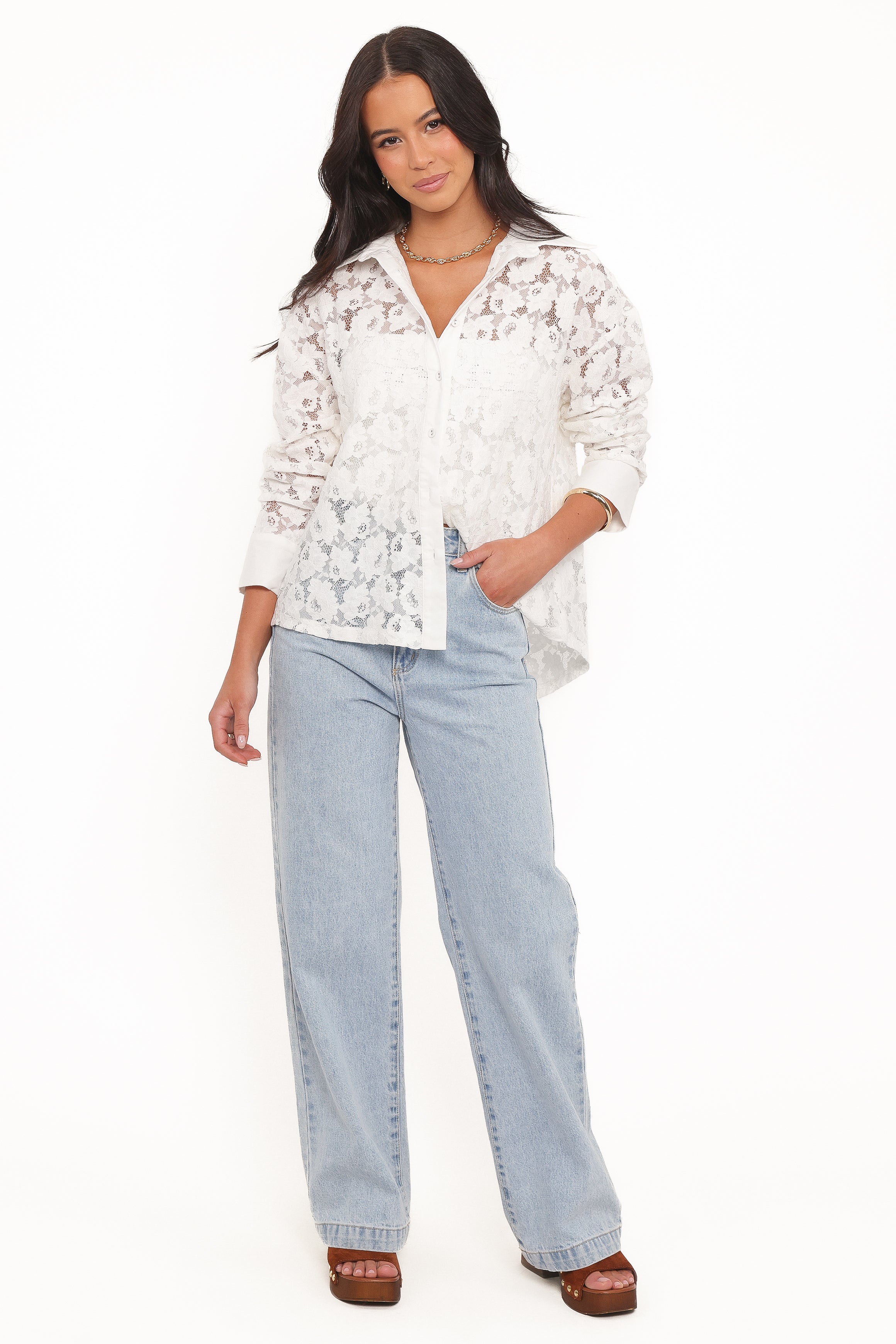 TOPS Carol Lace Shirt - White