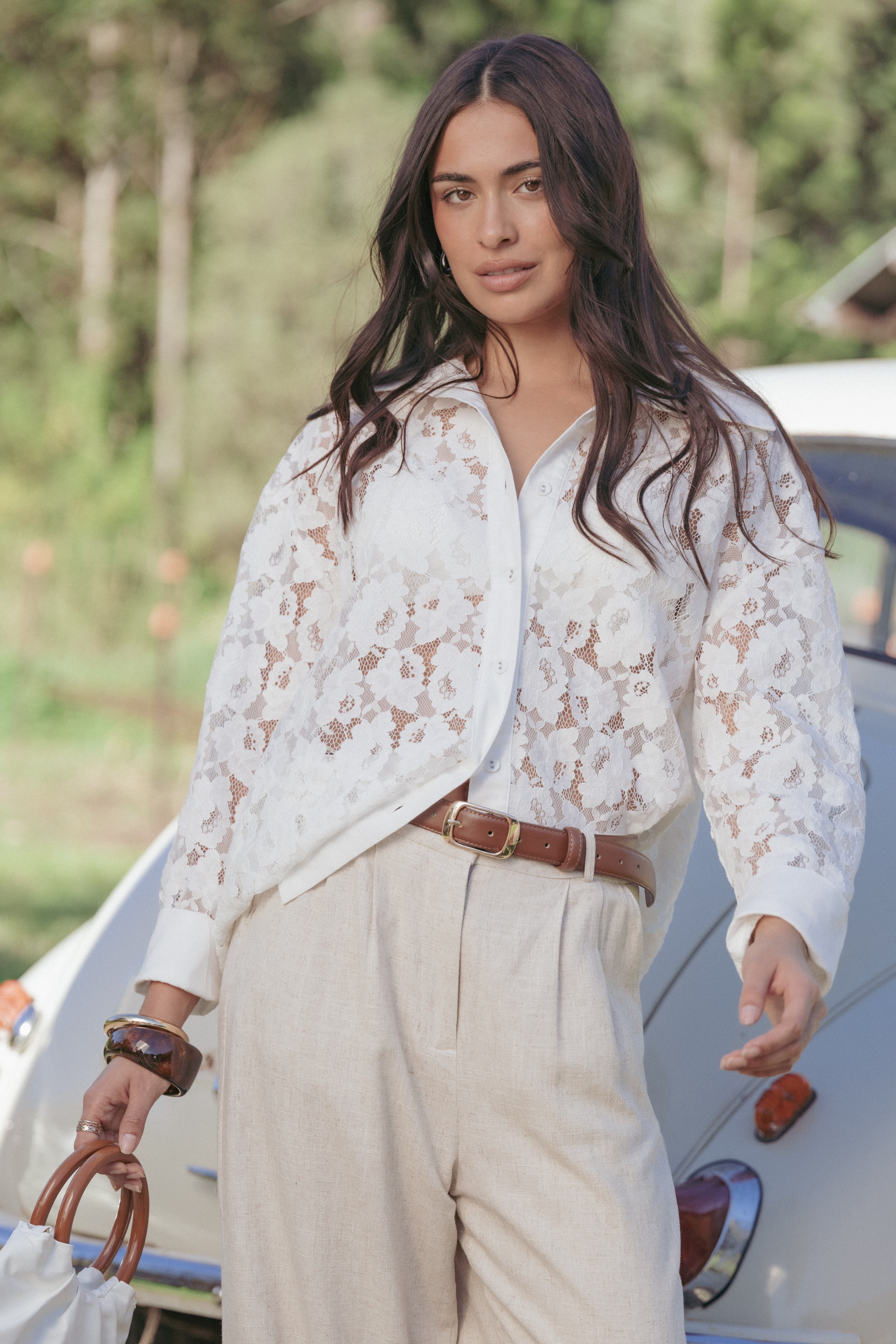 TOPS Carol Lace Shirt - White