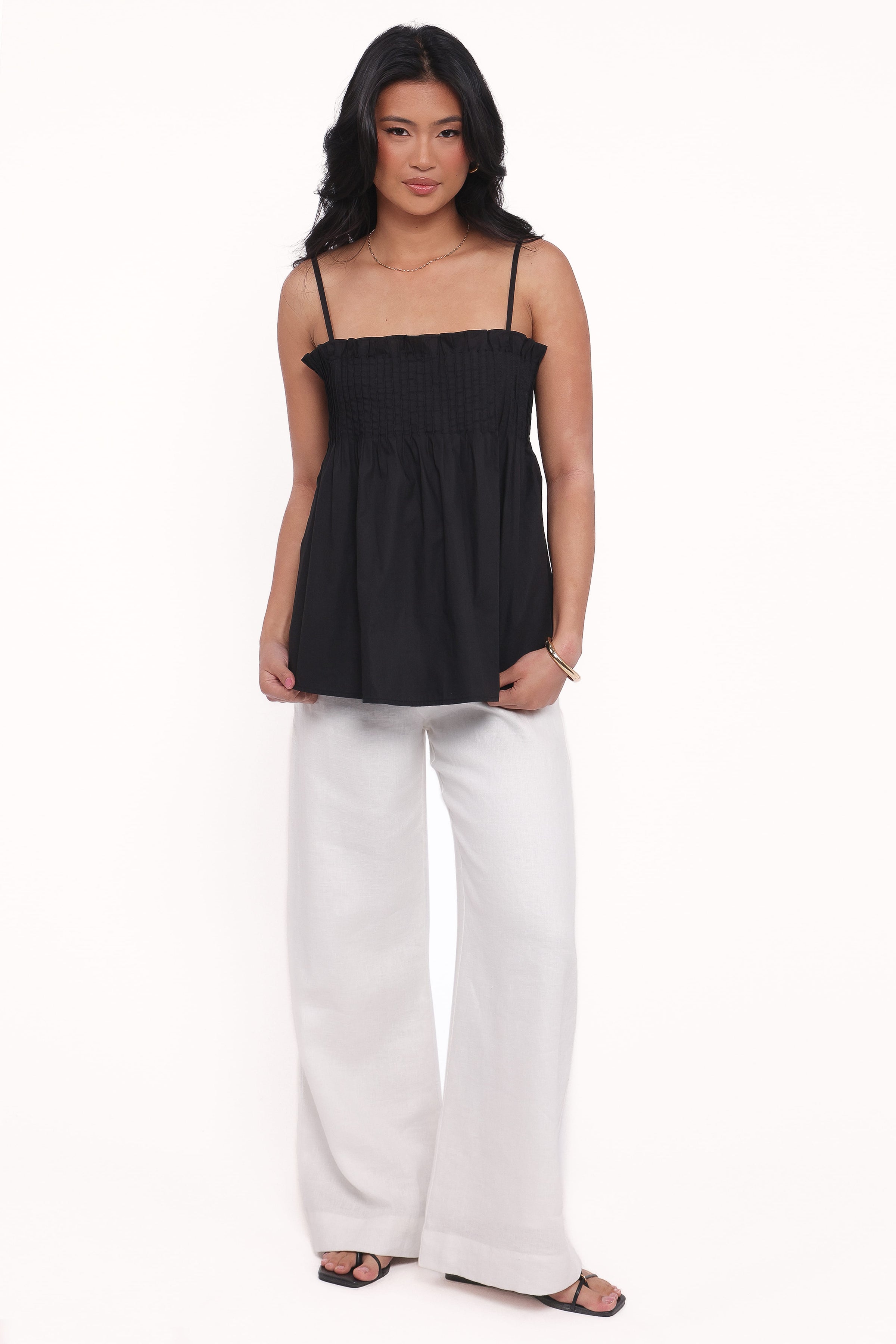 TOPS Carson Pleated Top - Black