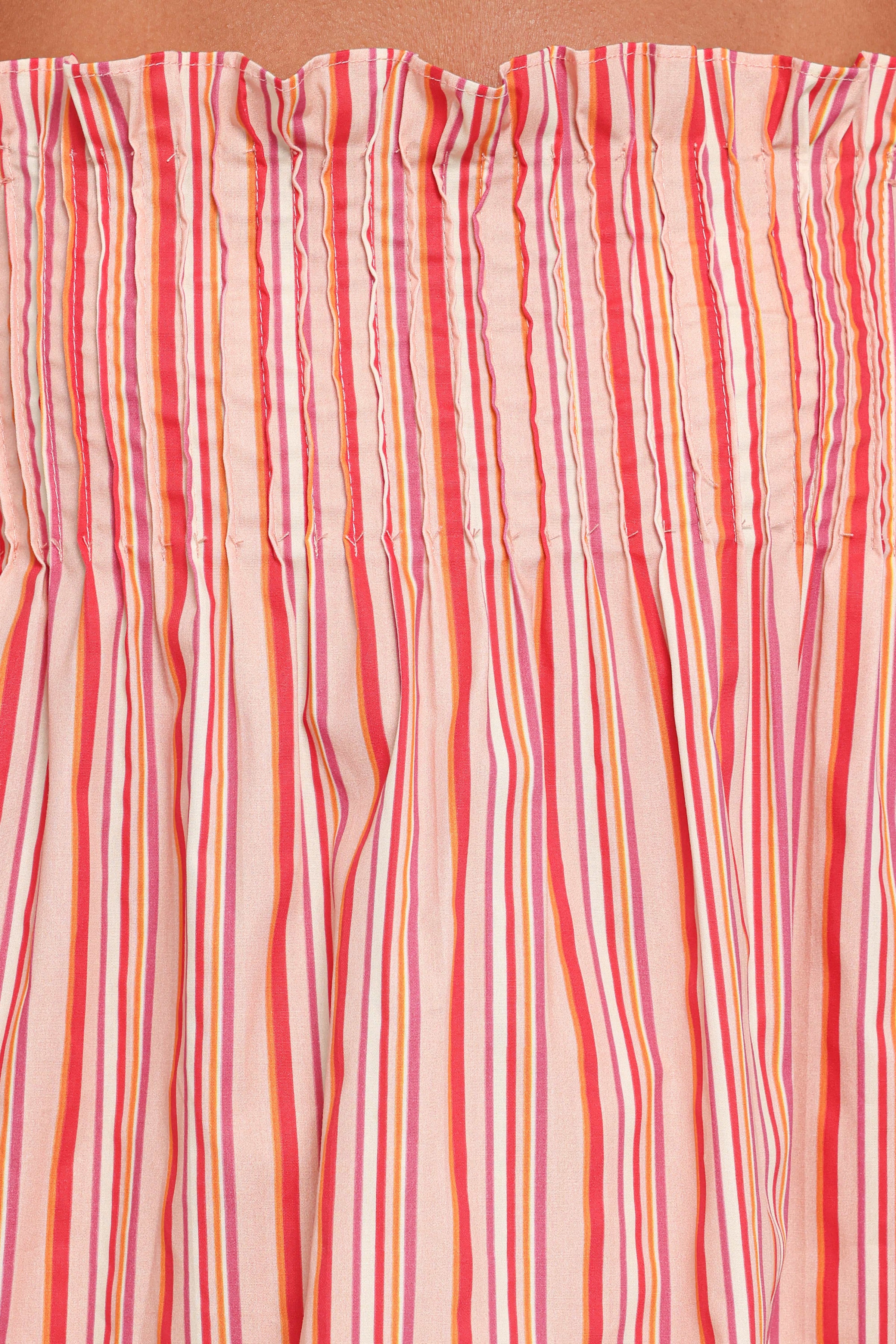 TOPS Carson Pleated Top - Peach Stripe