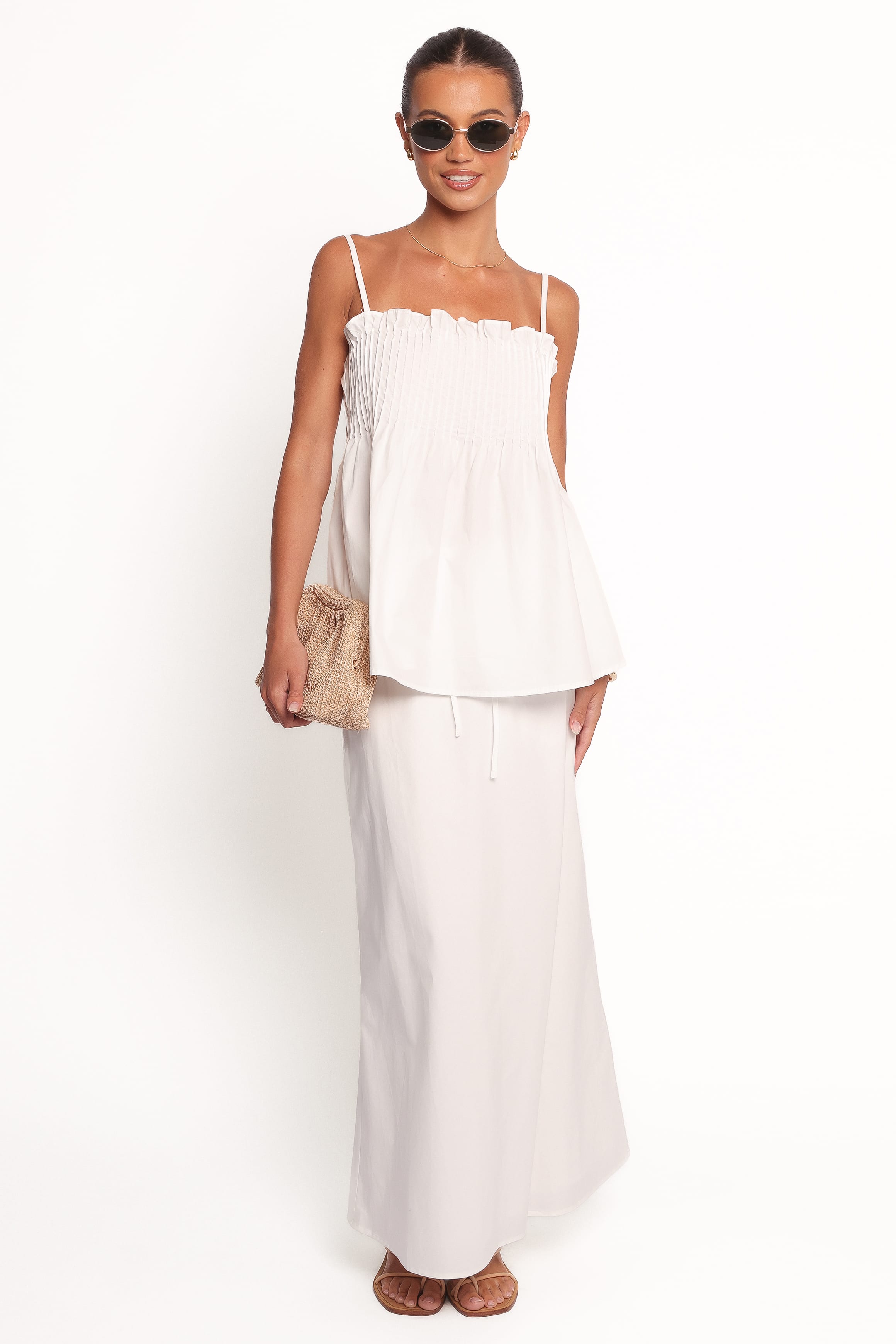 TOPS Carson Pleated Top - White