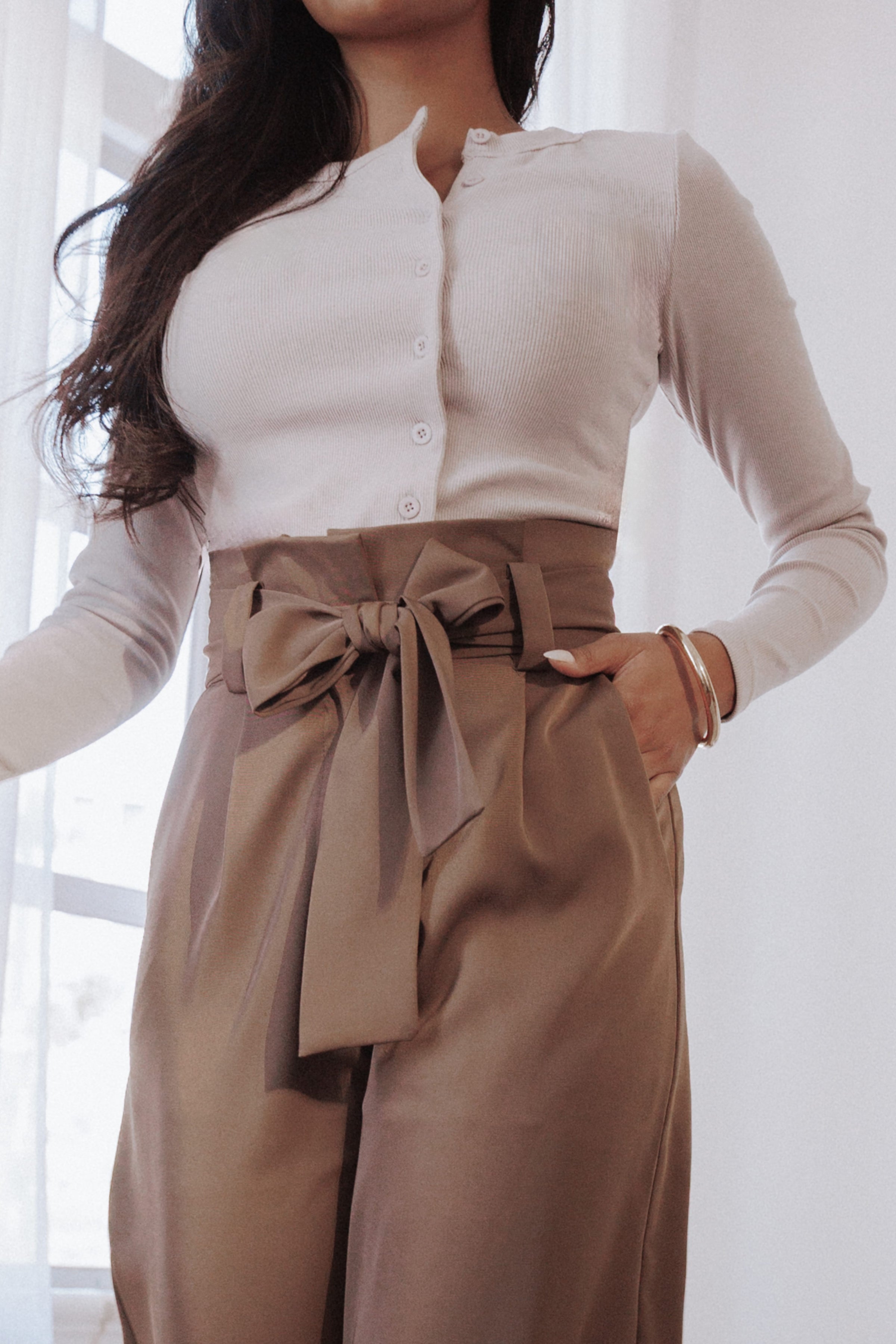 TOPS Cass Long Sleeve Top - Grey