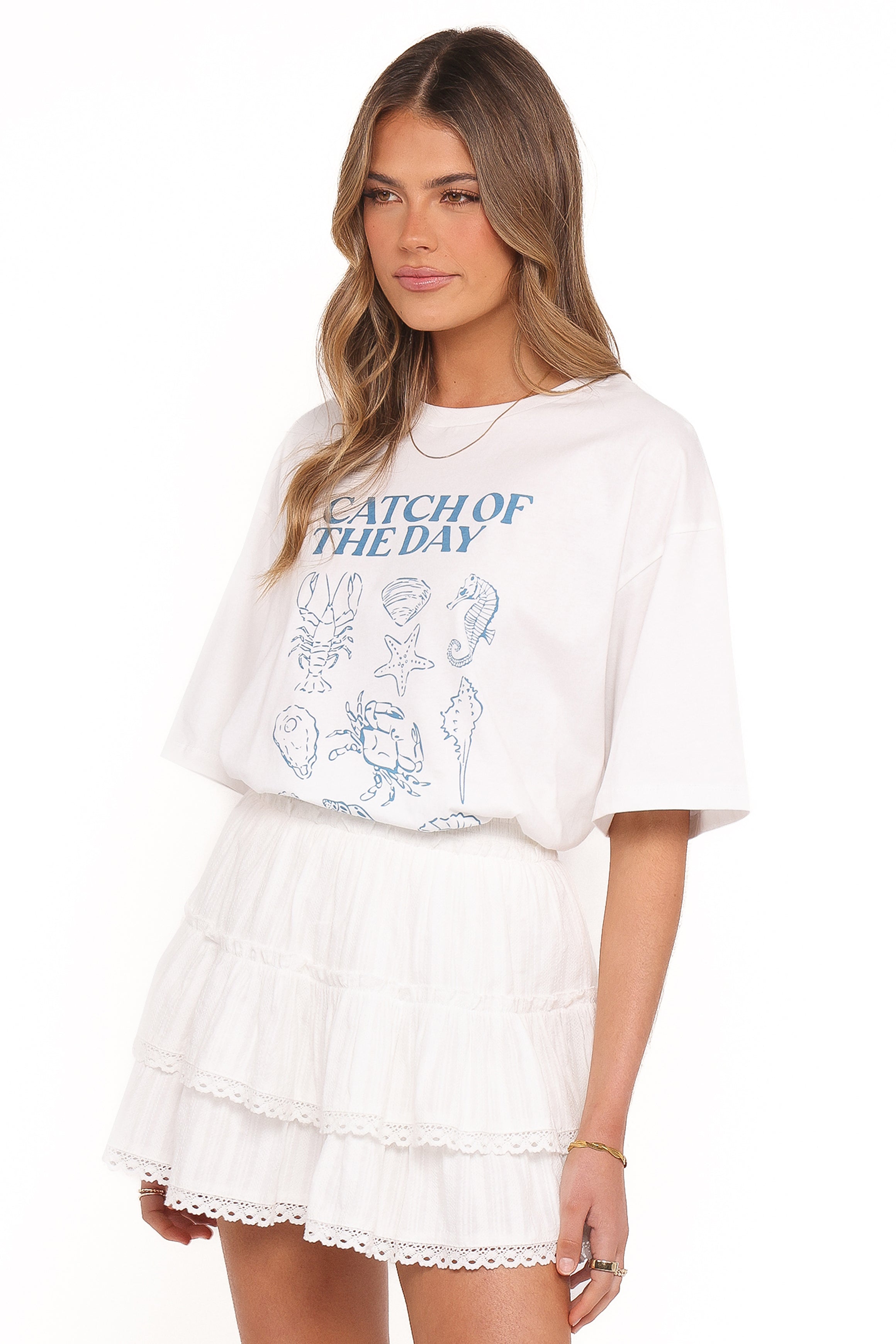 TOPS Catch of the Day Tee - White Blue