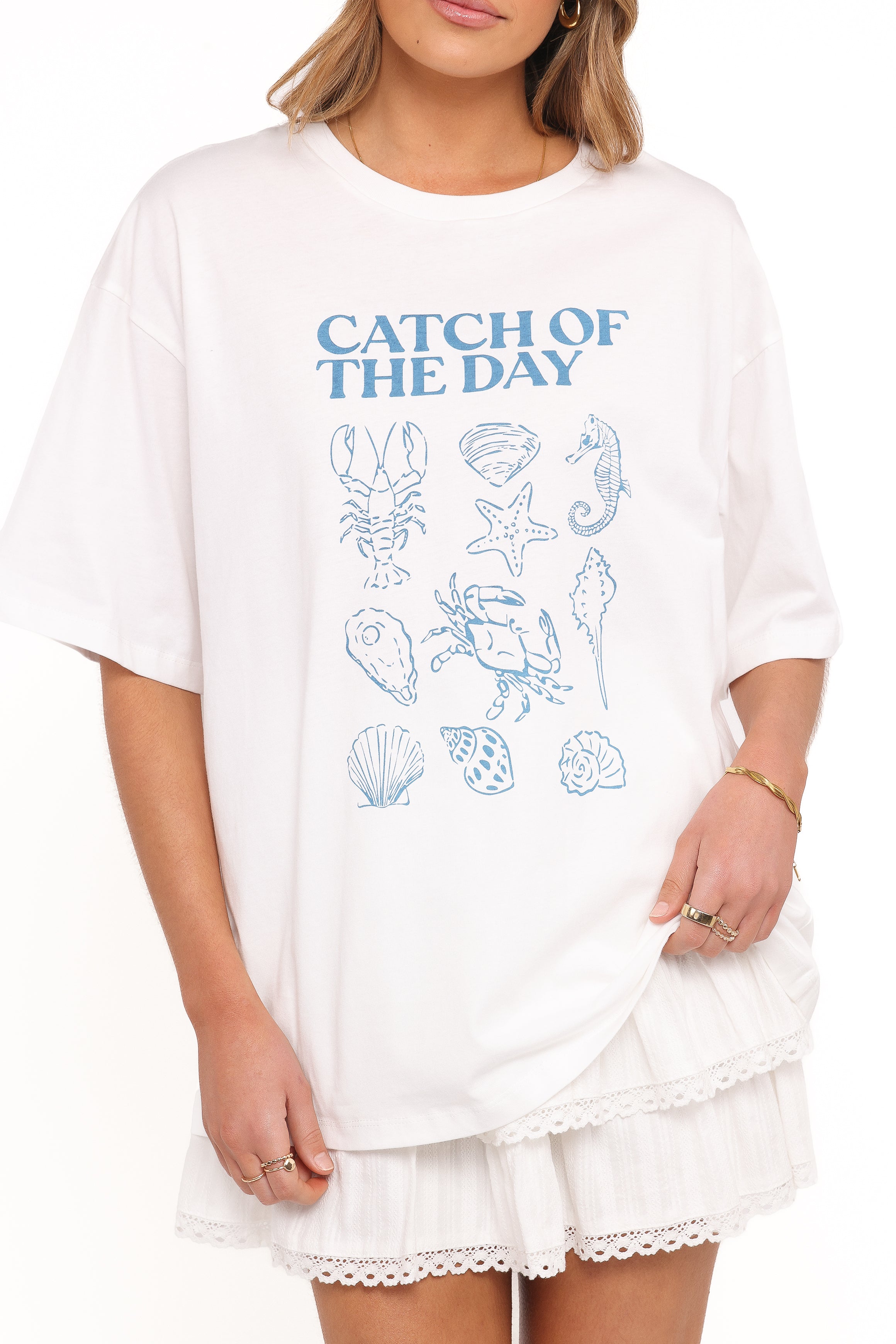 TOPS Catch of the Day Tee - White Blue