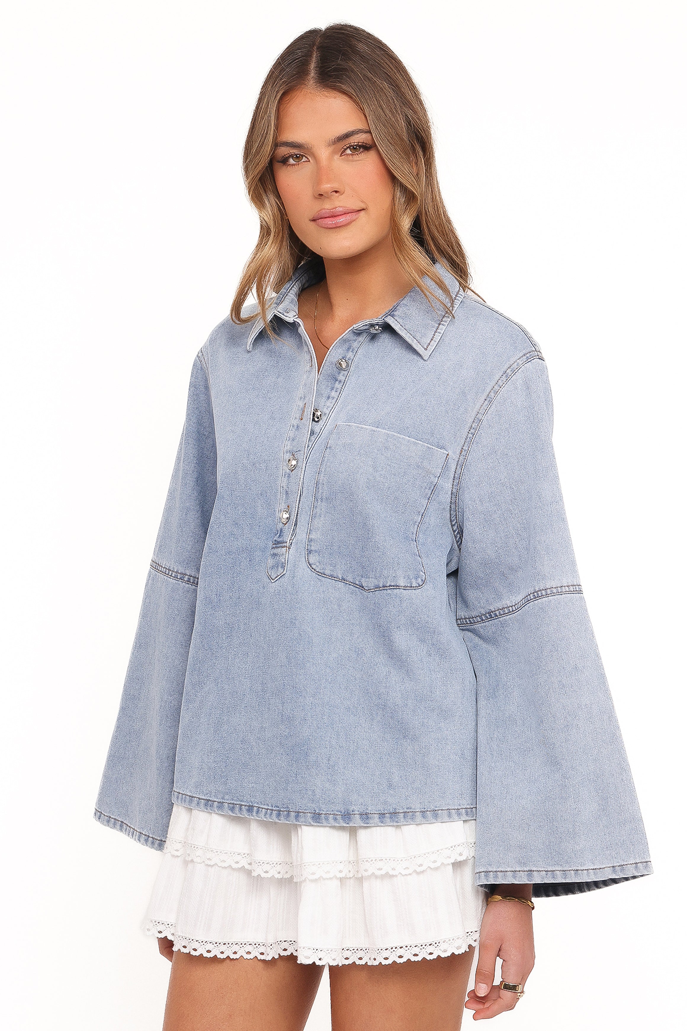 TOPS Celestia Denim Top - Light Wash