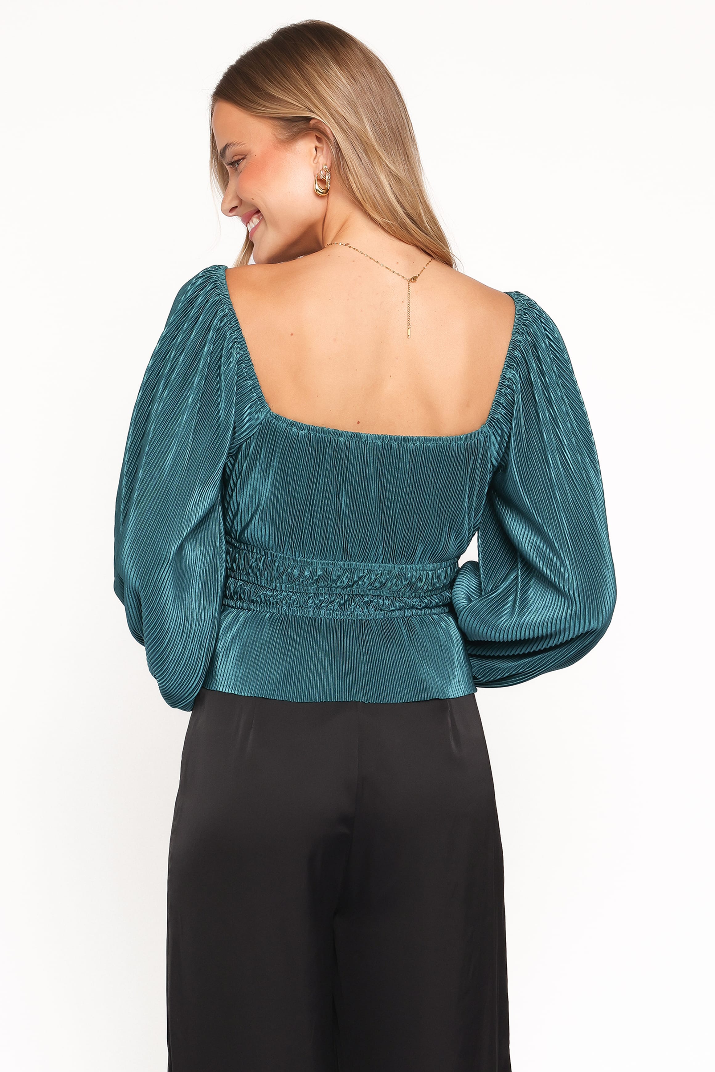 TOPS Ceppia Plisse Top - Green