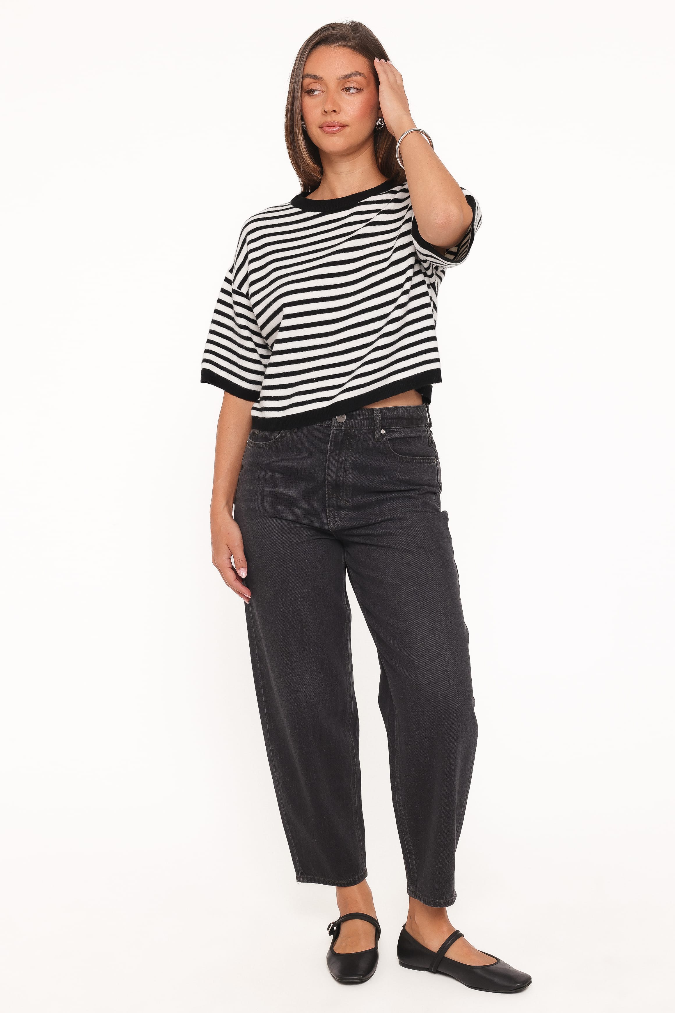 TOPS Ceres Knitted Tee - Black/White