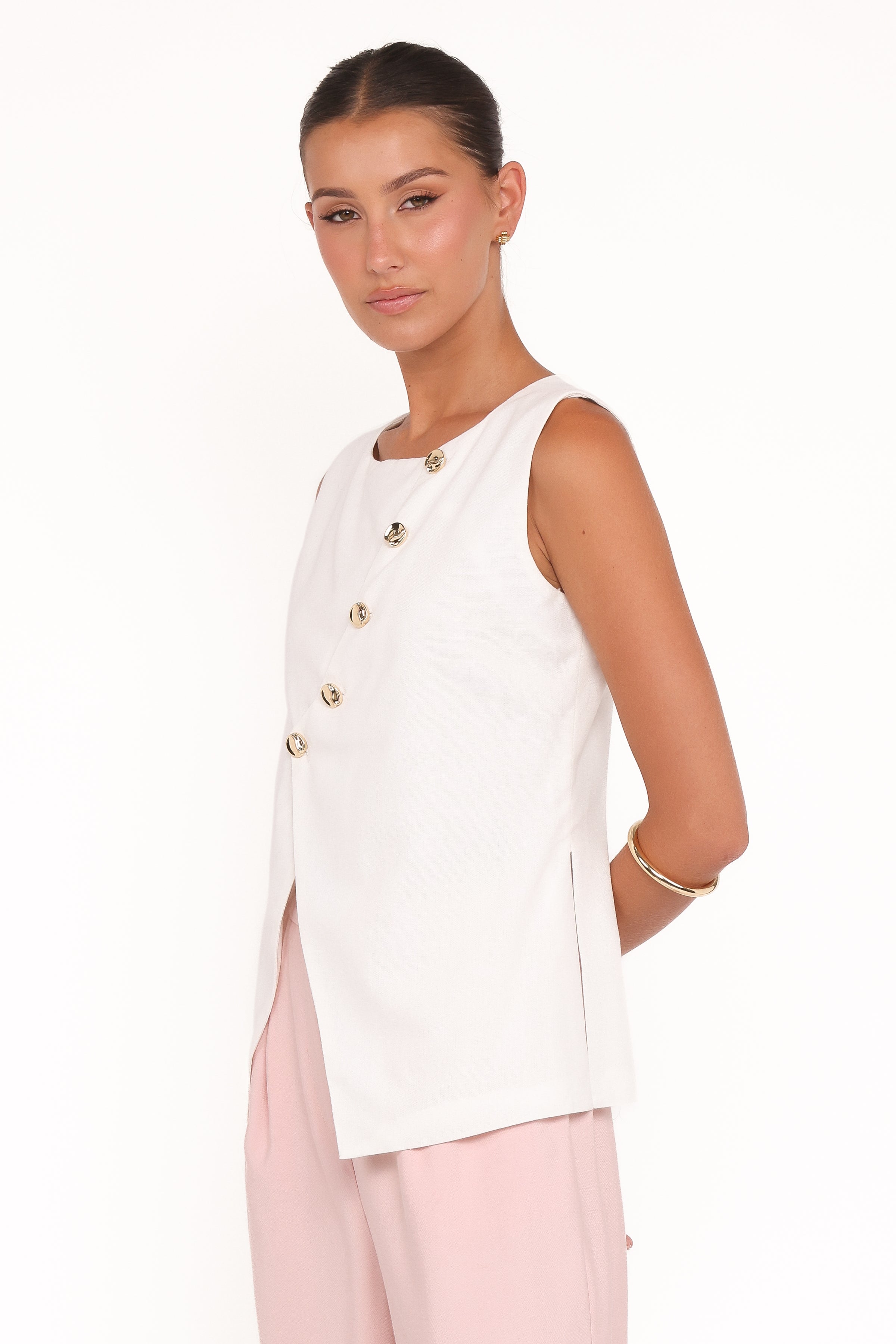 TOPS Char Vest Top - White