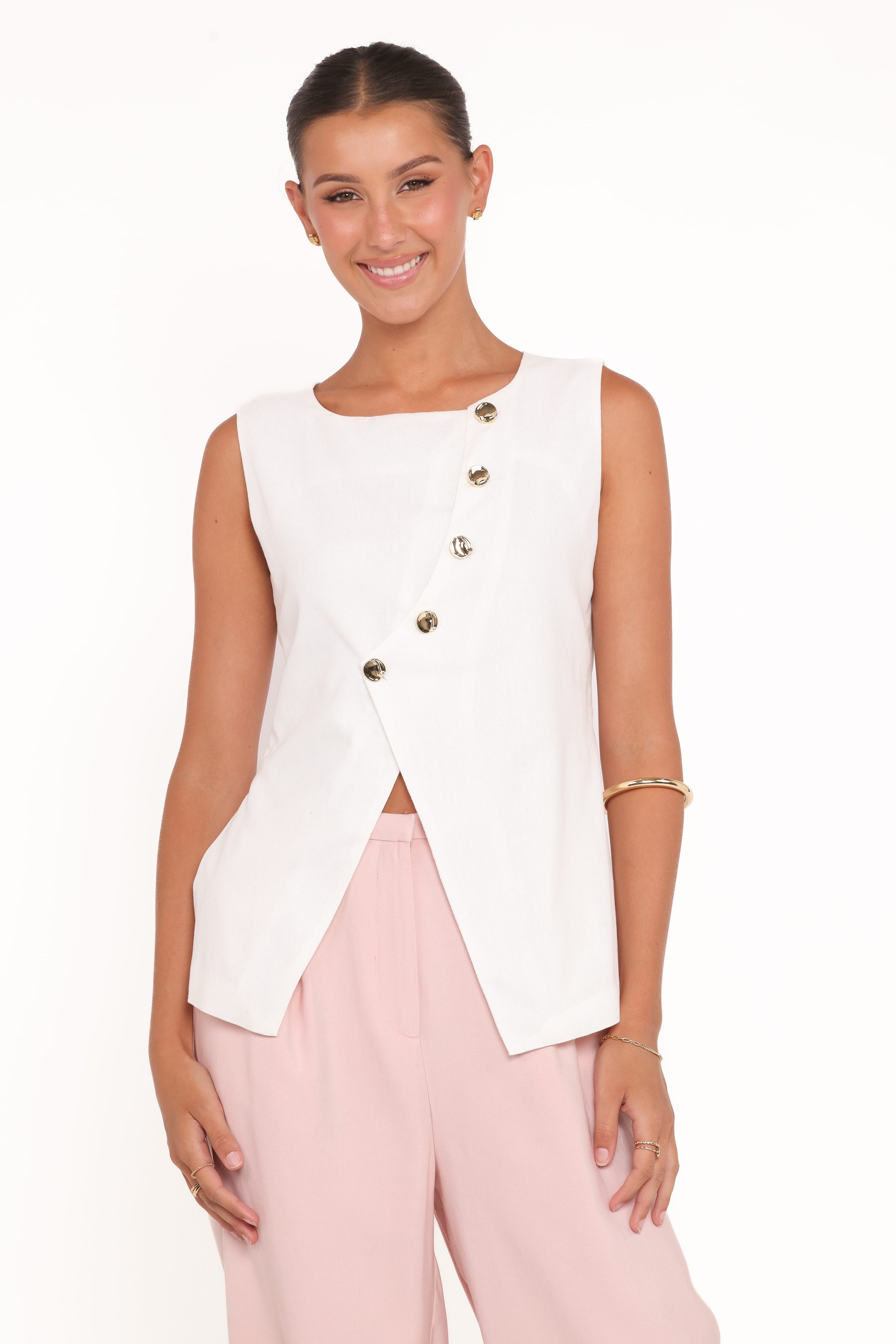 TOPS Char Vest Top - White