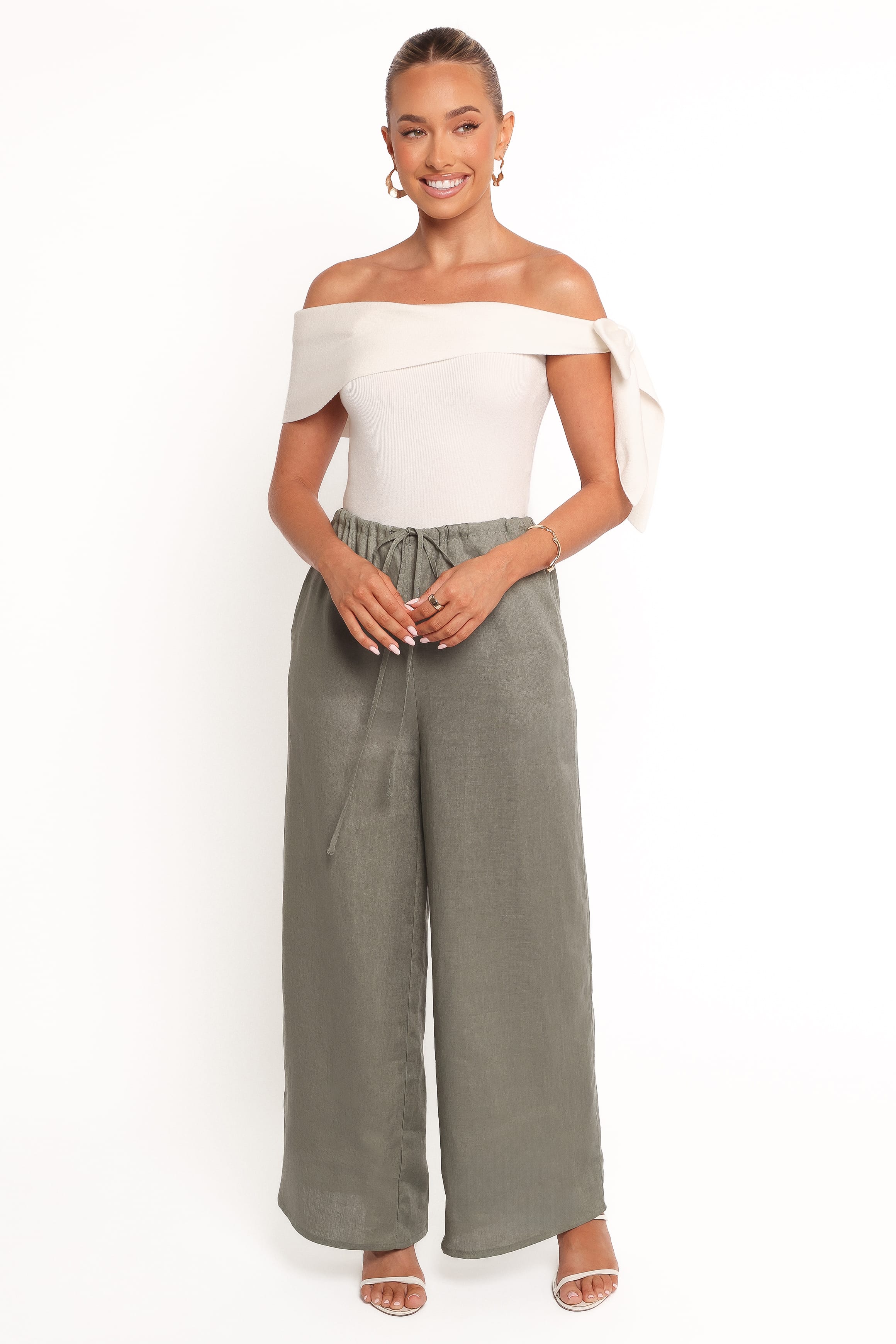 TOPS Charama Off Shoulder Knit Top - White