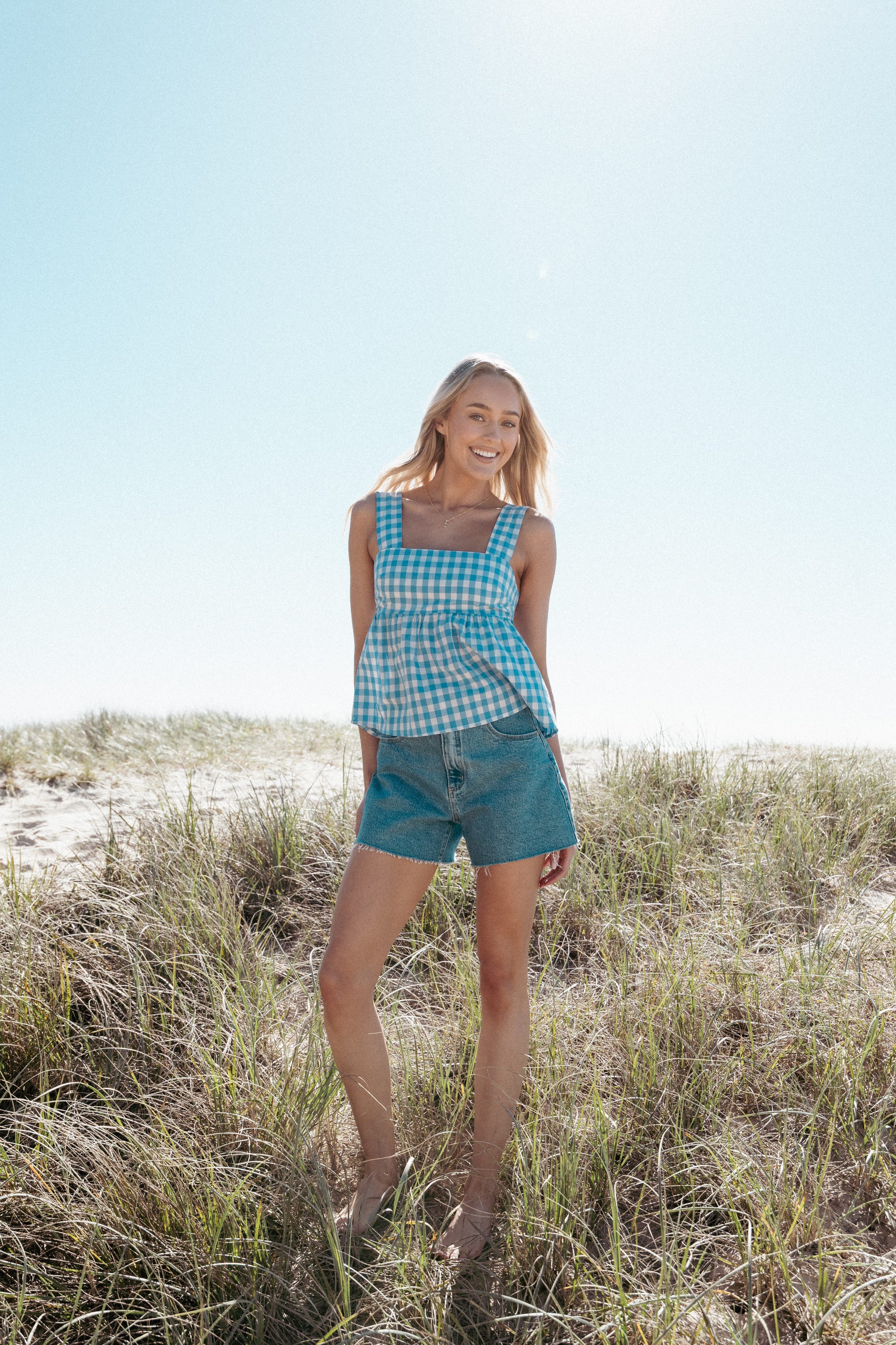 TOPS Chatham Top - Blue Gingham