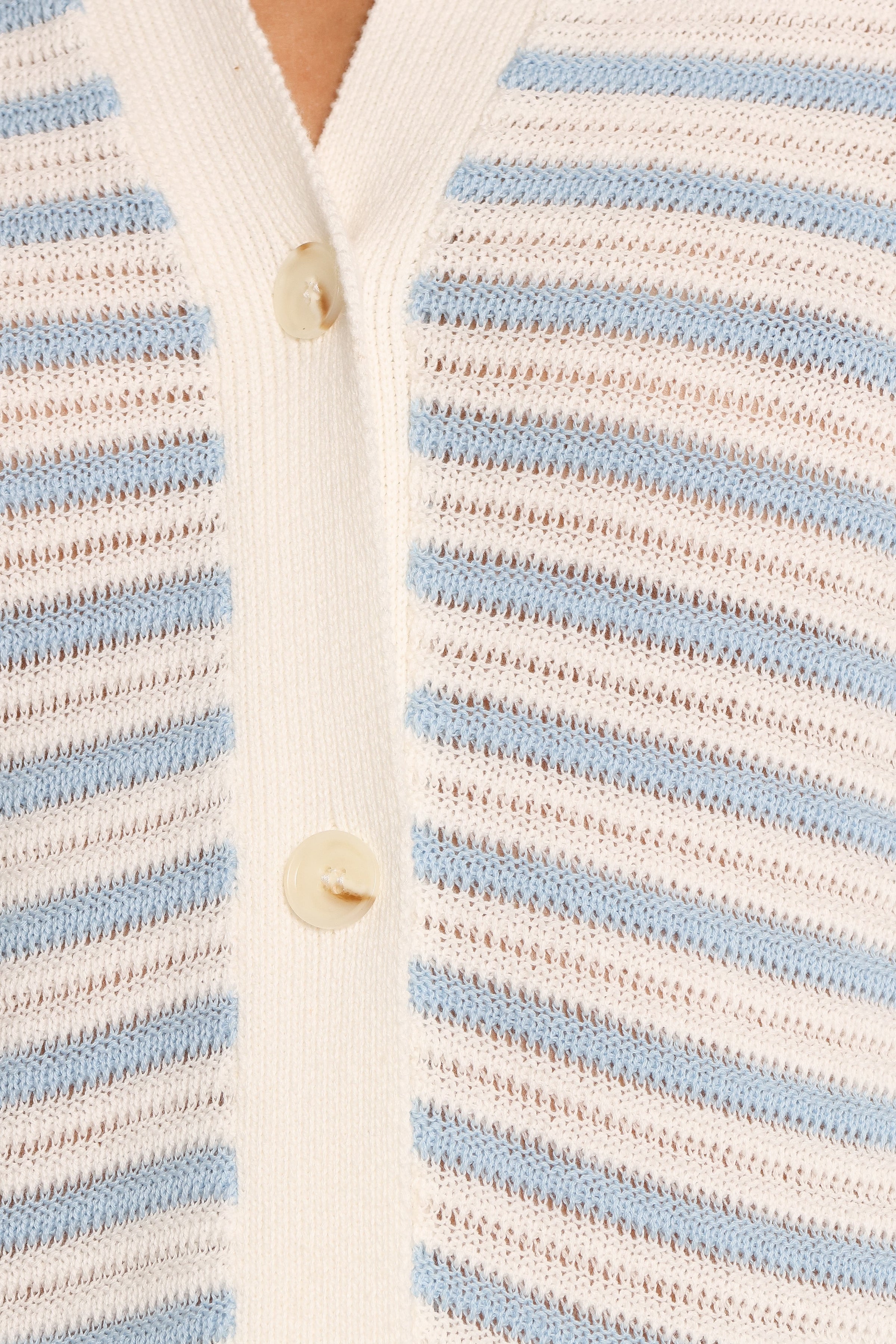 TOPS Cherie Knit Shirt - Cream Sky Blue