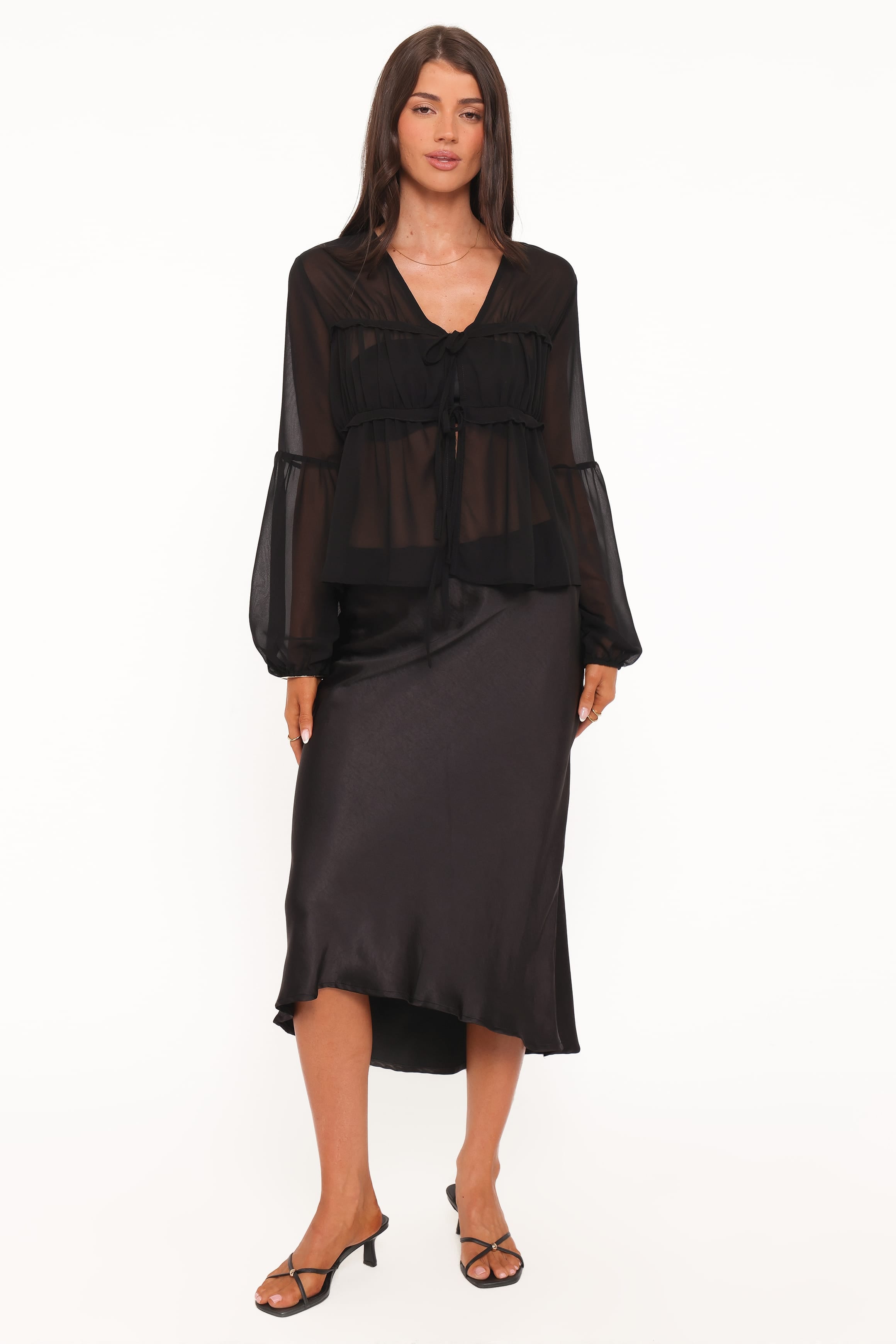 TOPS Chiaro Sheer Top - Black