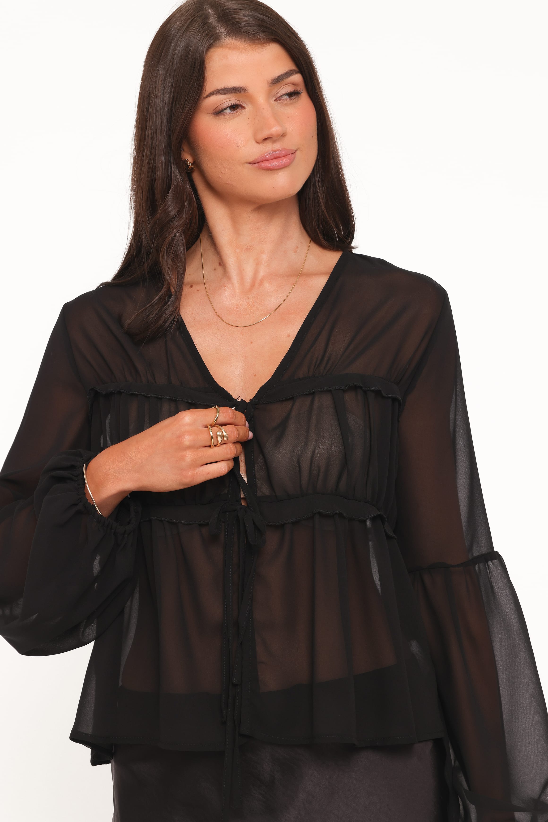 TOPS Chiaro Sheer Top - Black