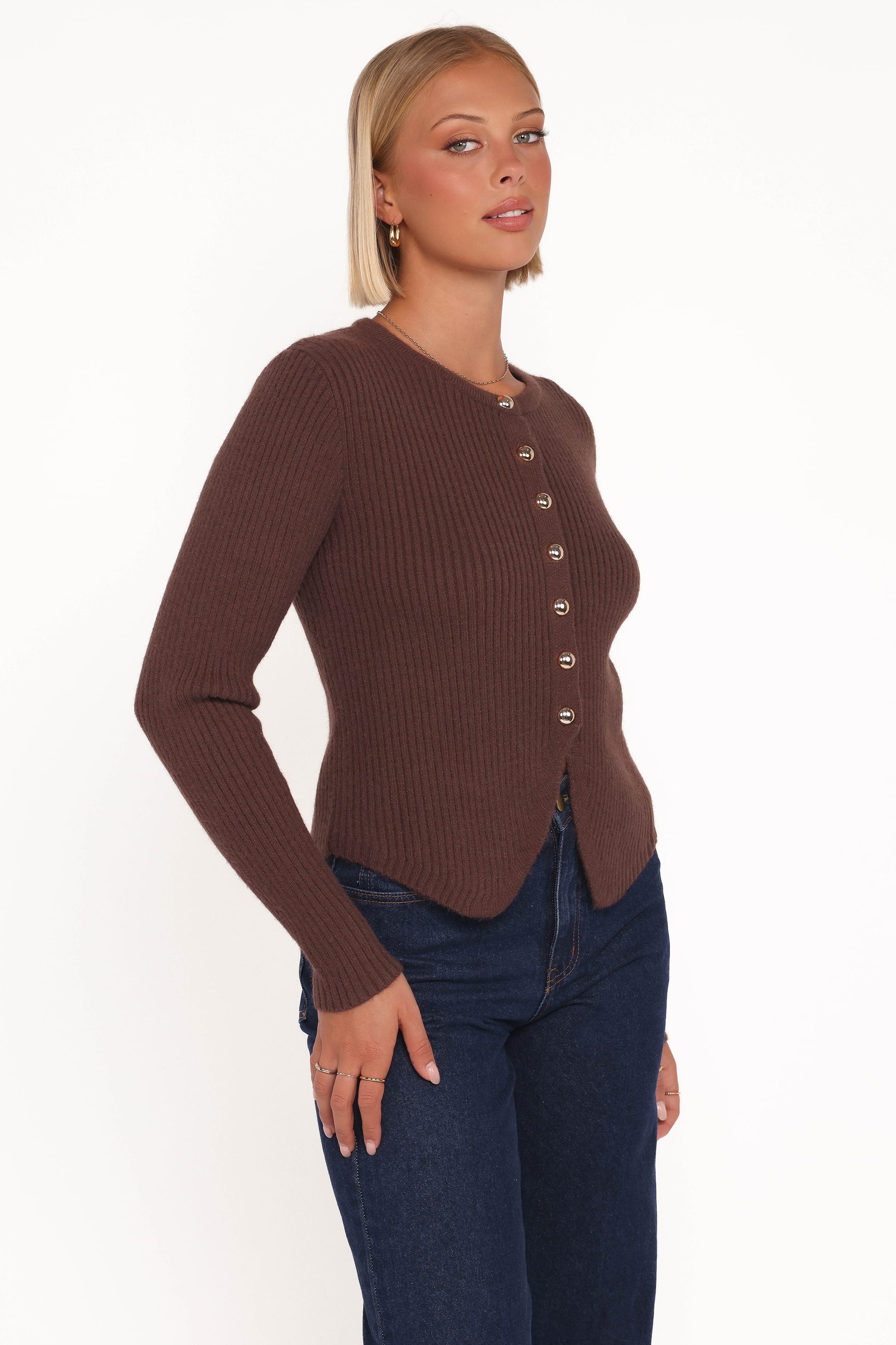 TOPS Circe Cardigan Top - Chocolate