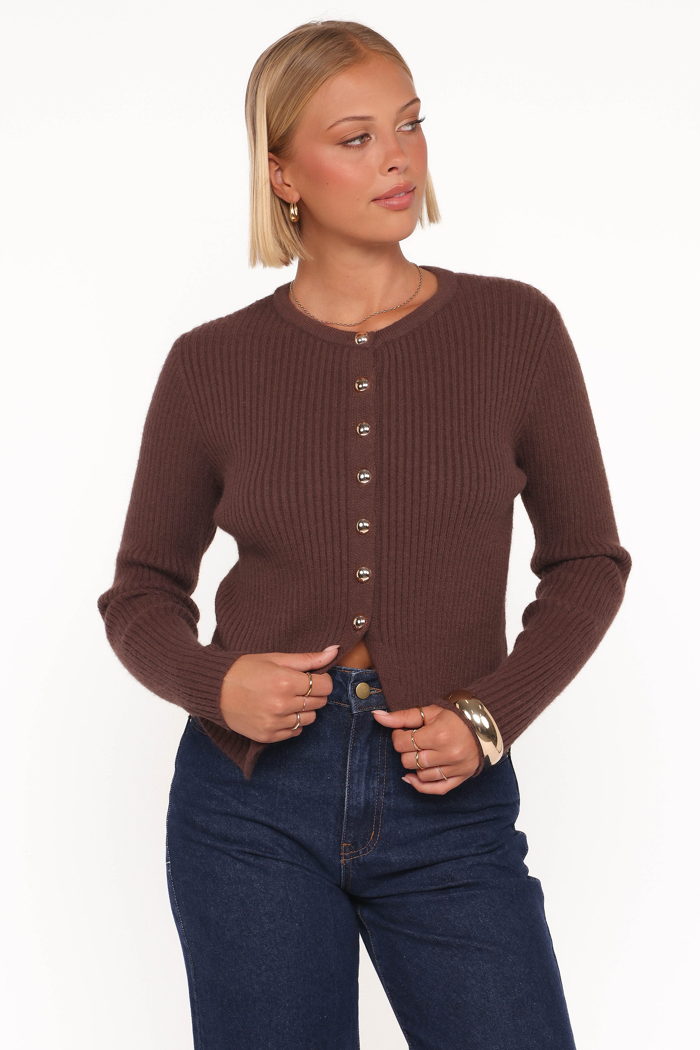 TOPS Circe Cardigan Top - Chocolate