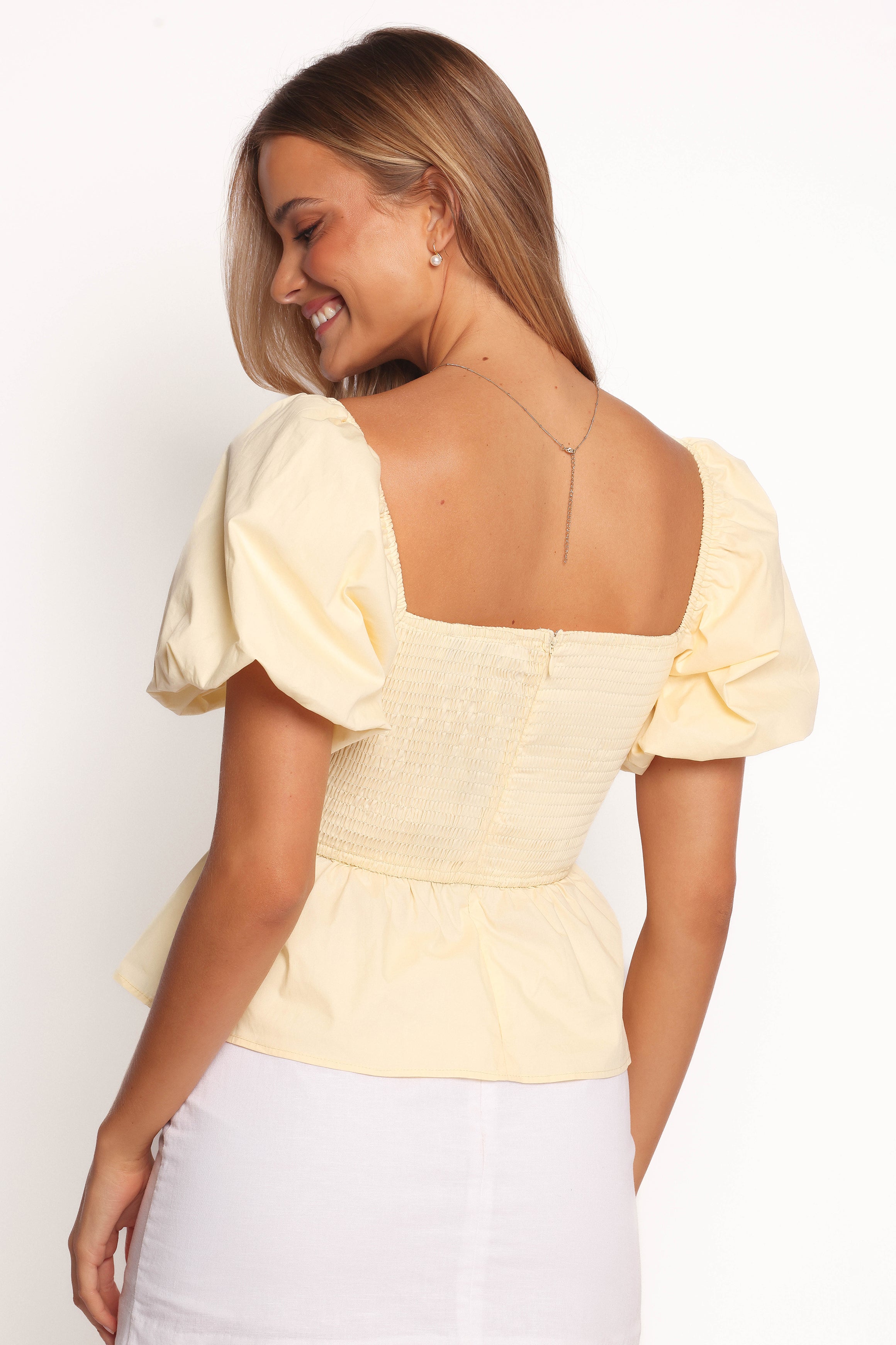 TOPS Clo Puff Sleeve Top - Butter Yellow