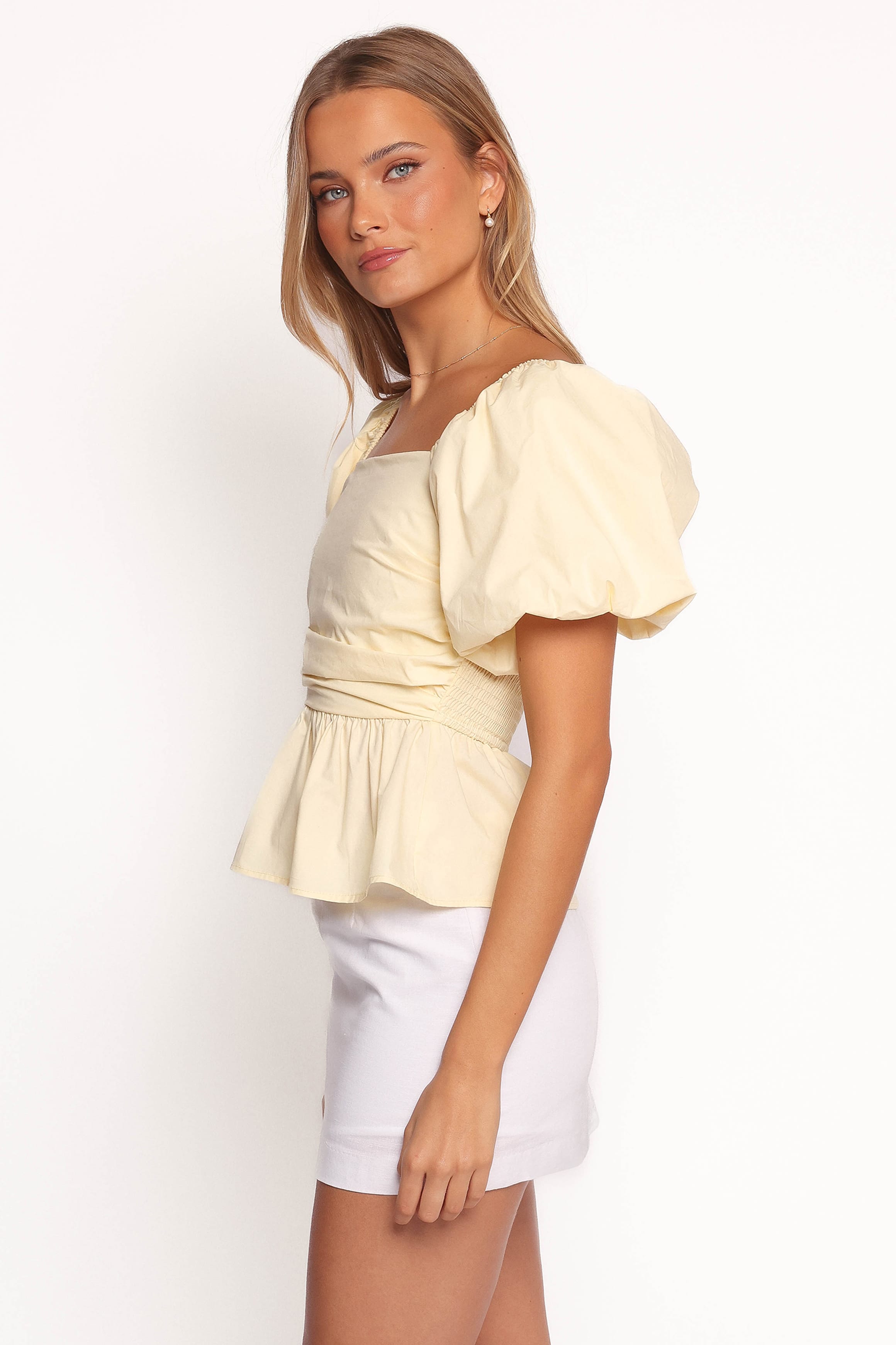 TOPS Clo Puff Sleeve Top - Butter Yellow