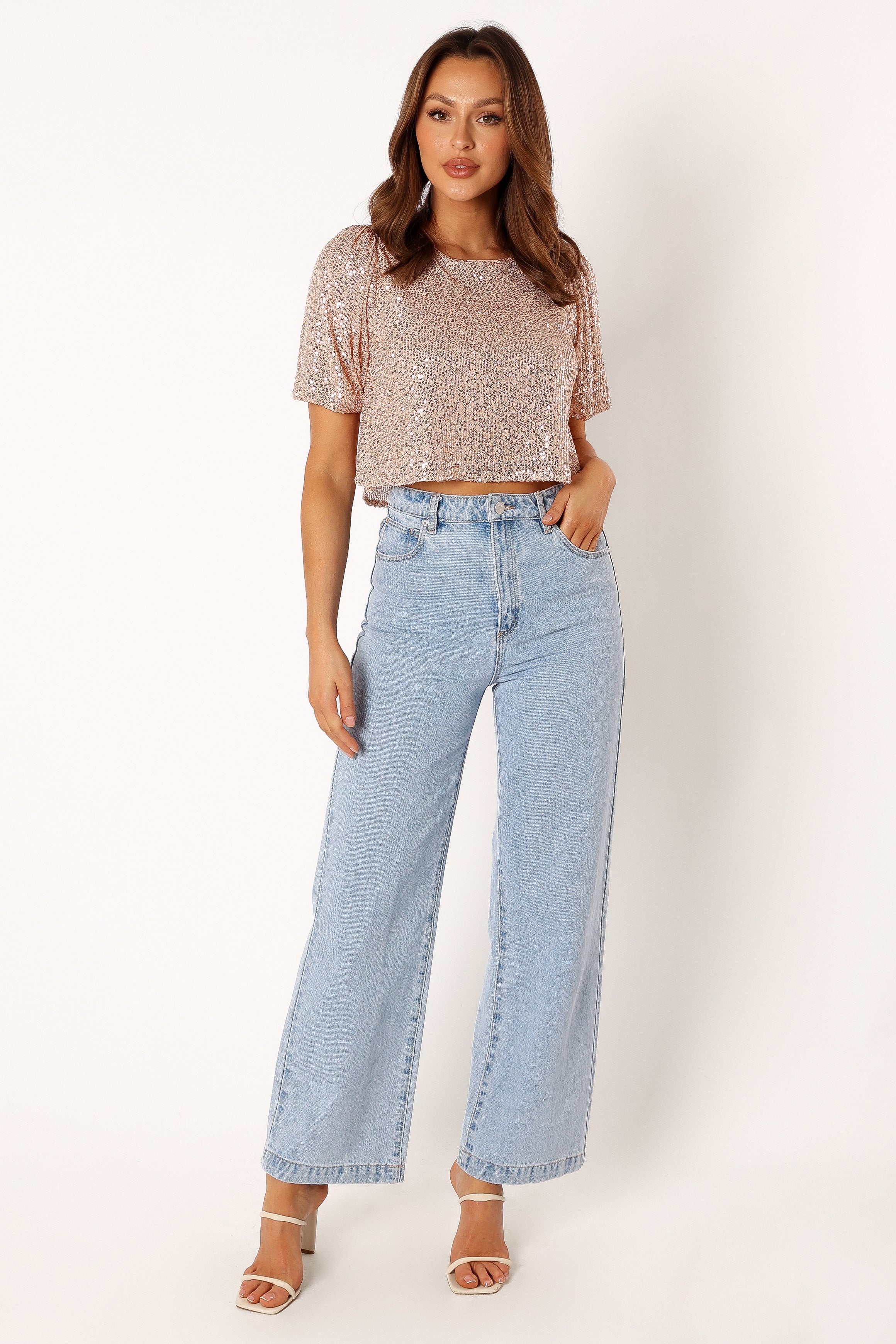 TOPS @Connie Sequin Top - Rose Gold