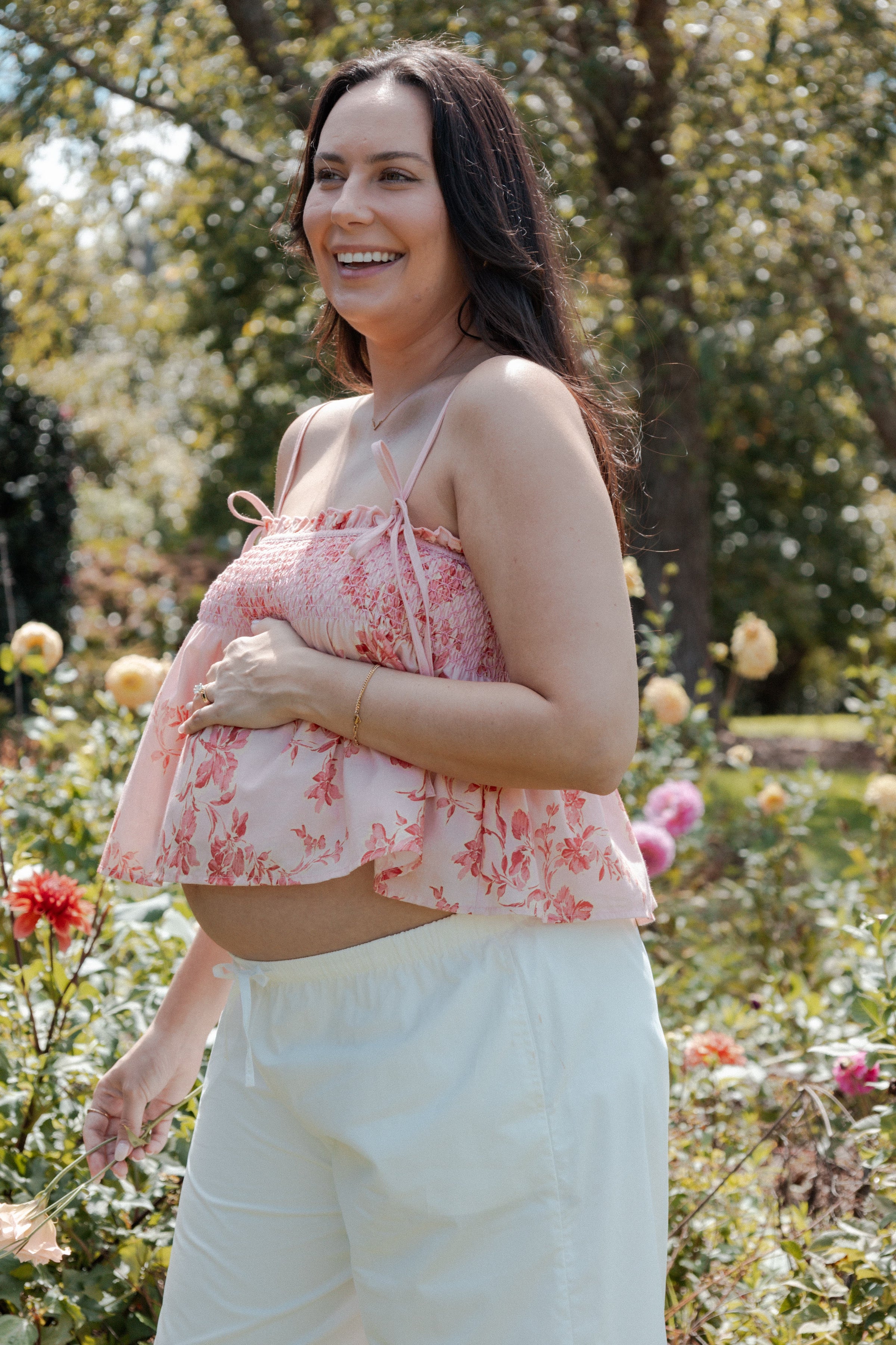 TOPS Cosima Baby Doll Top - Rose Pink Floral