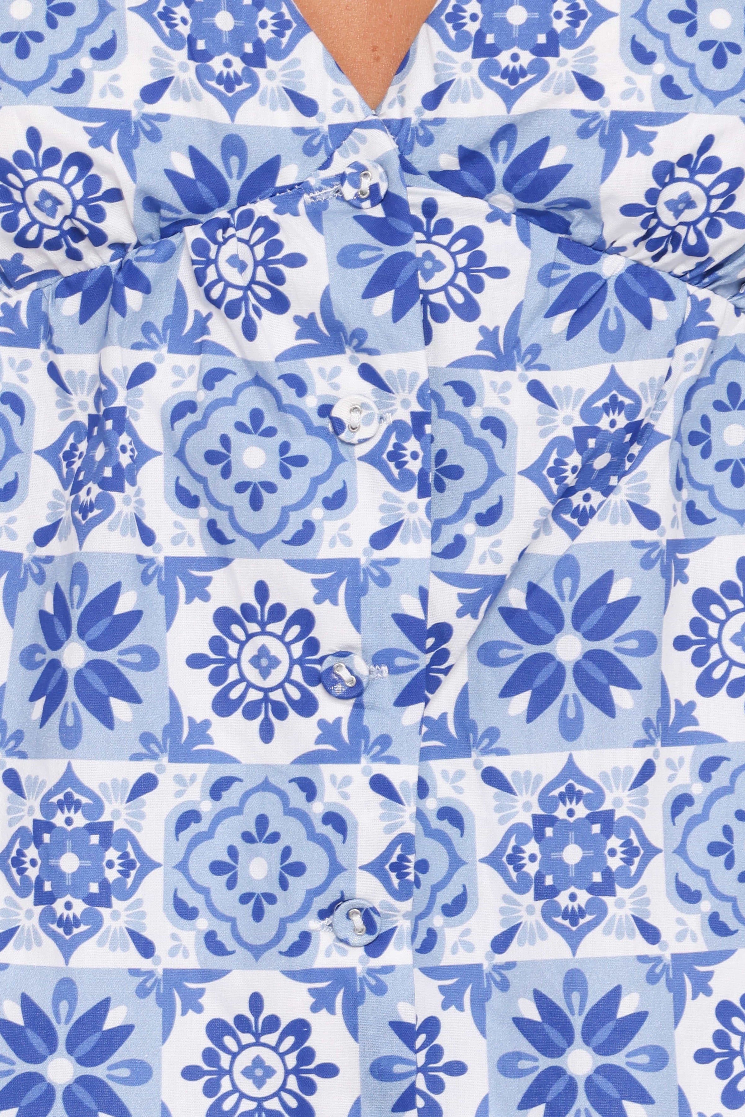 TOPS Cynthia Top - Blue Tile