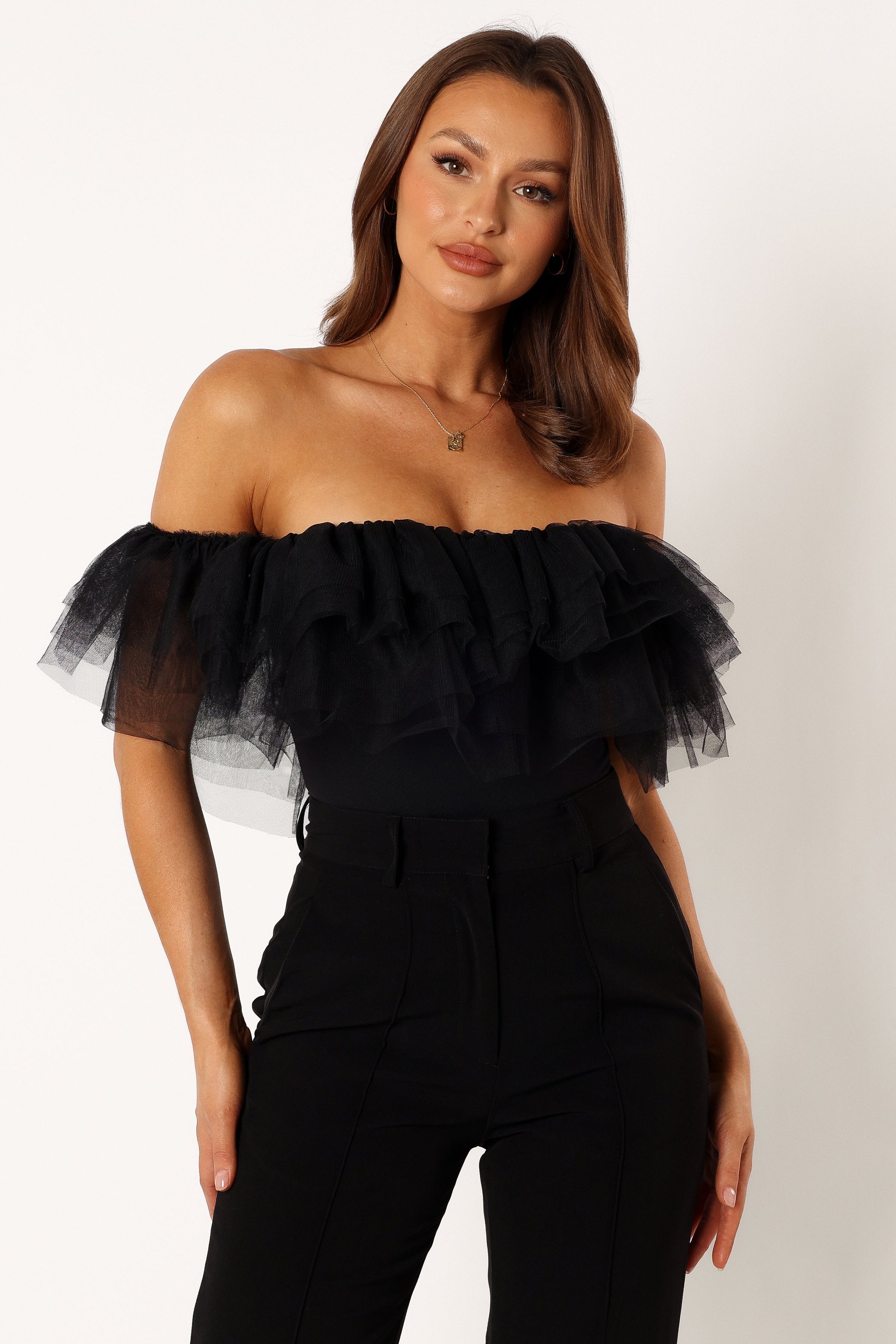 TOPS @Dae Off Shoulder Bodysuit - Black