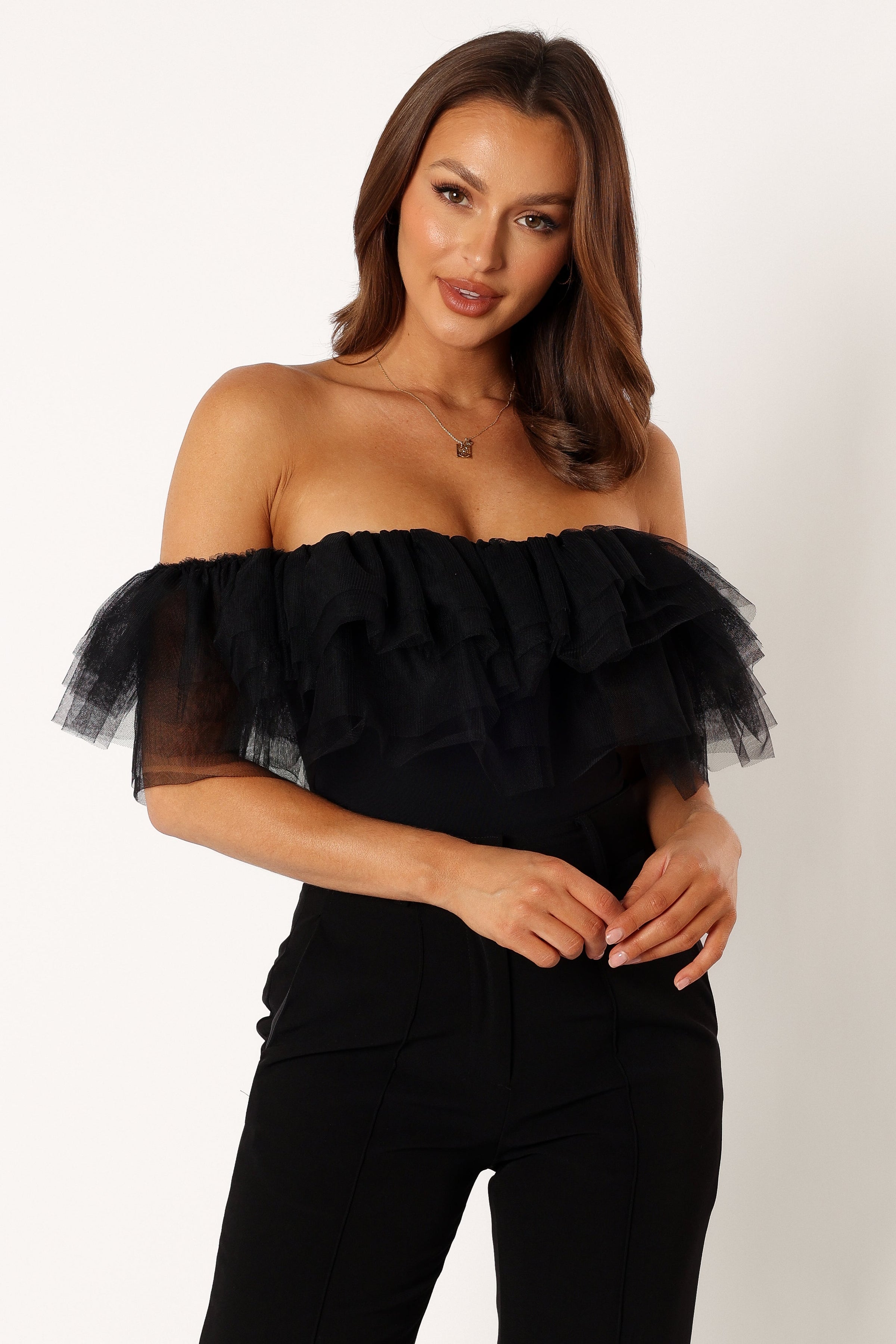 TOPS @Dae Off Shoulder Bodysuit - Black