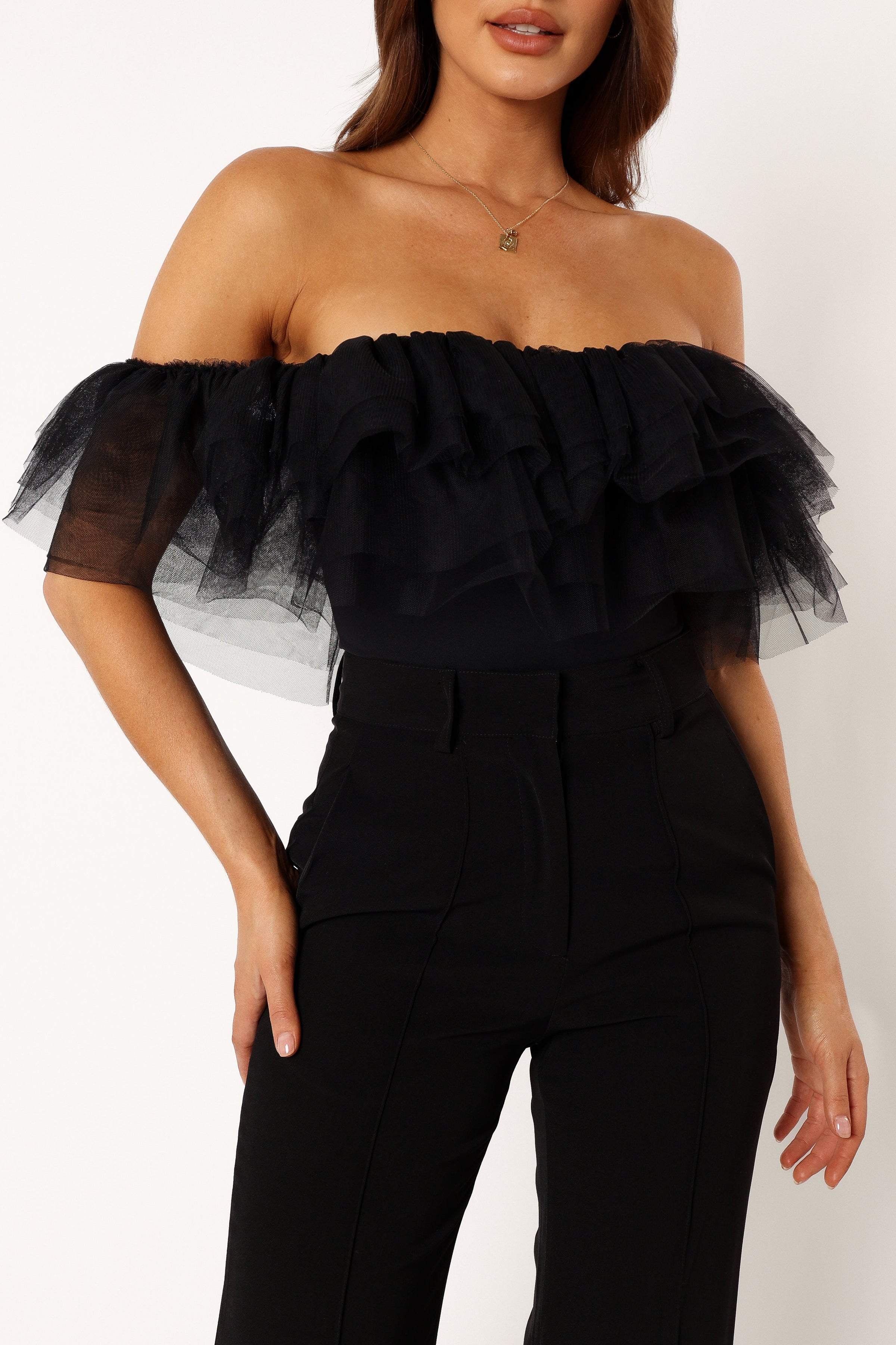 TOPS @Dae Off Shoulder Bodysuit - Black