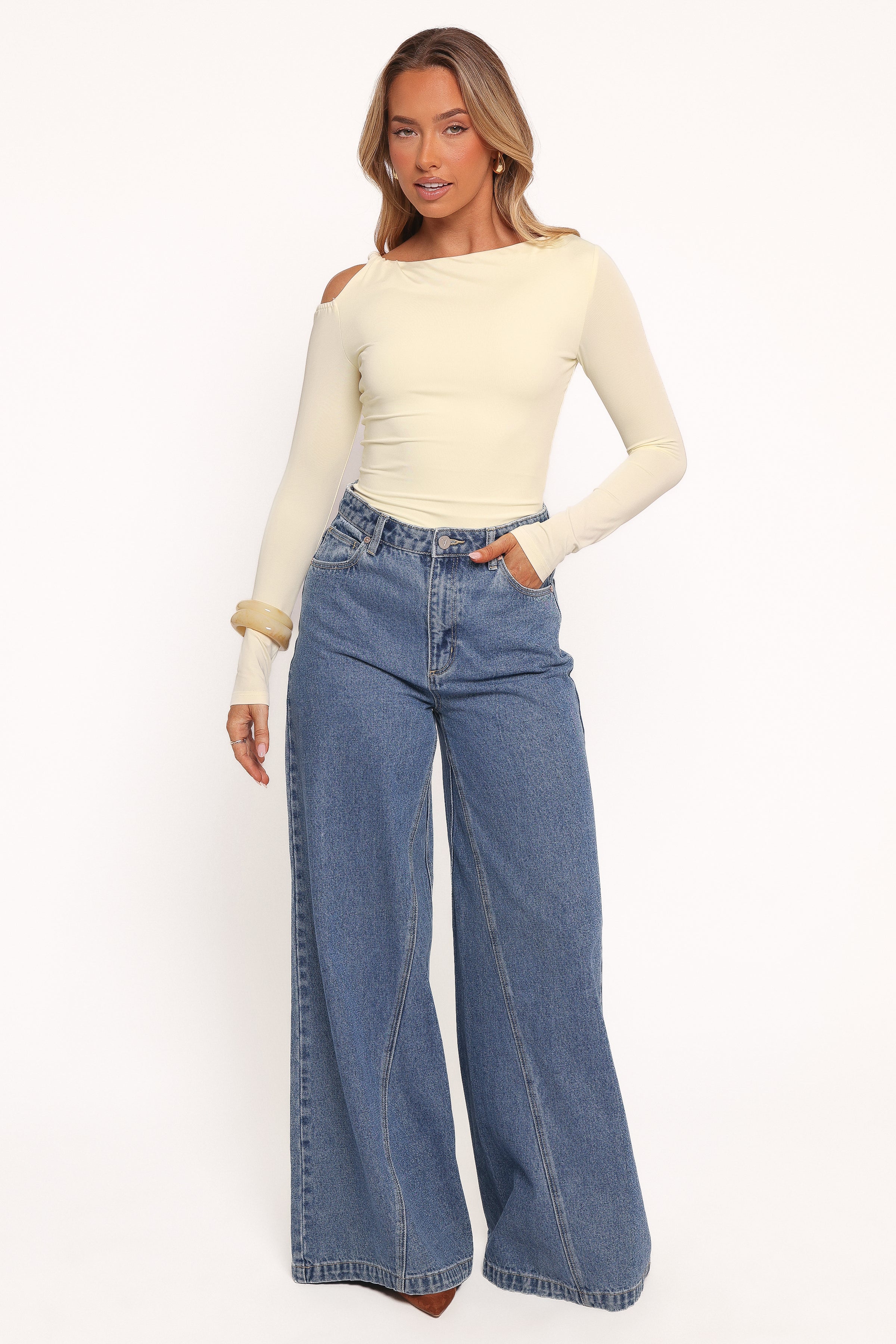 TOPS Darma Long Sleeve Top - Pale Yellow