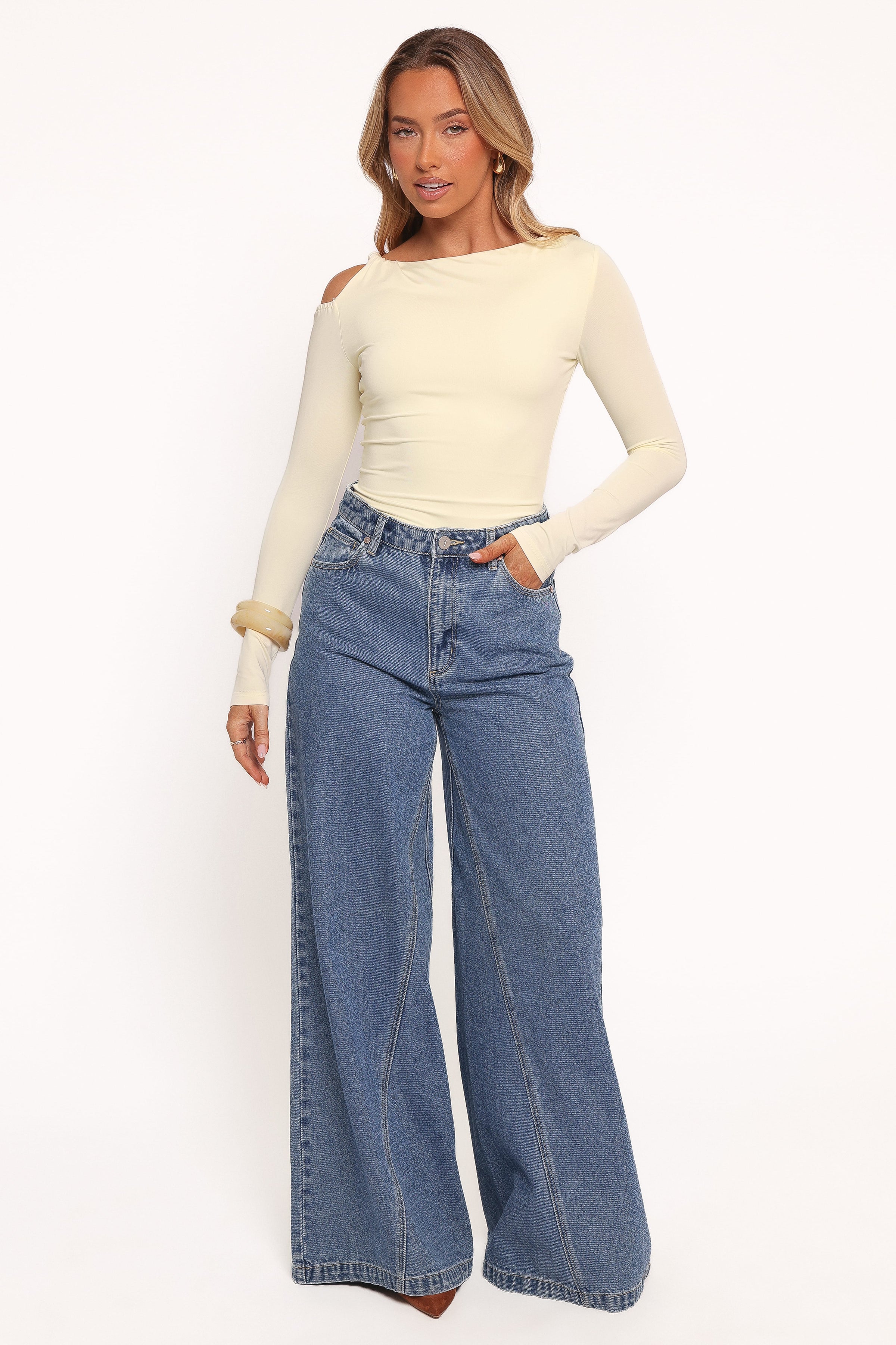 TOPS Darma Long Sleeve Top - Pale Yellow