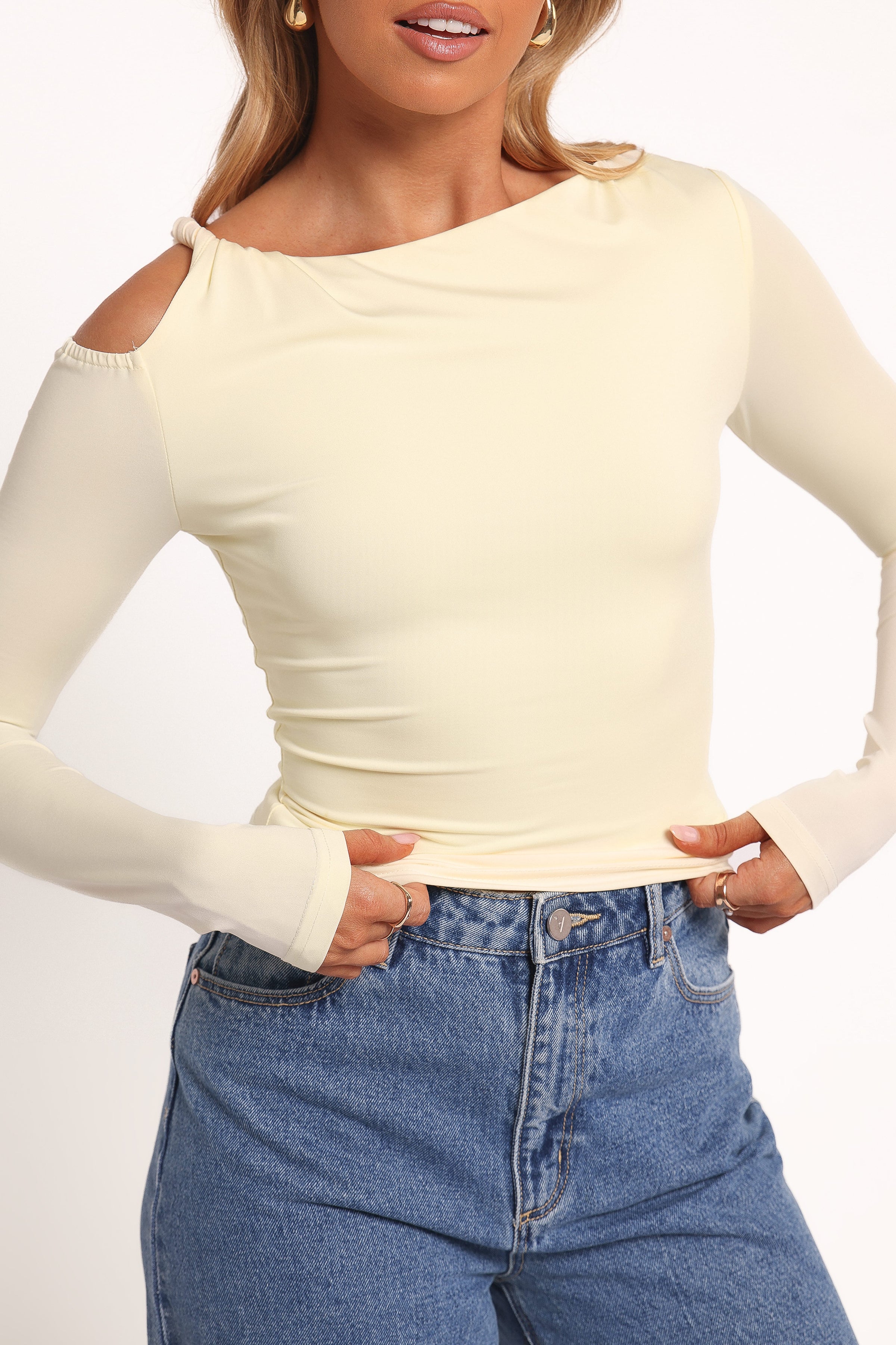 TOPS Darma Long Sleeve Top - Pale Yellow