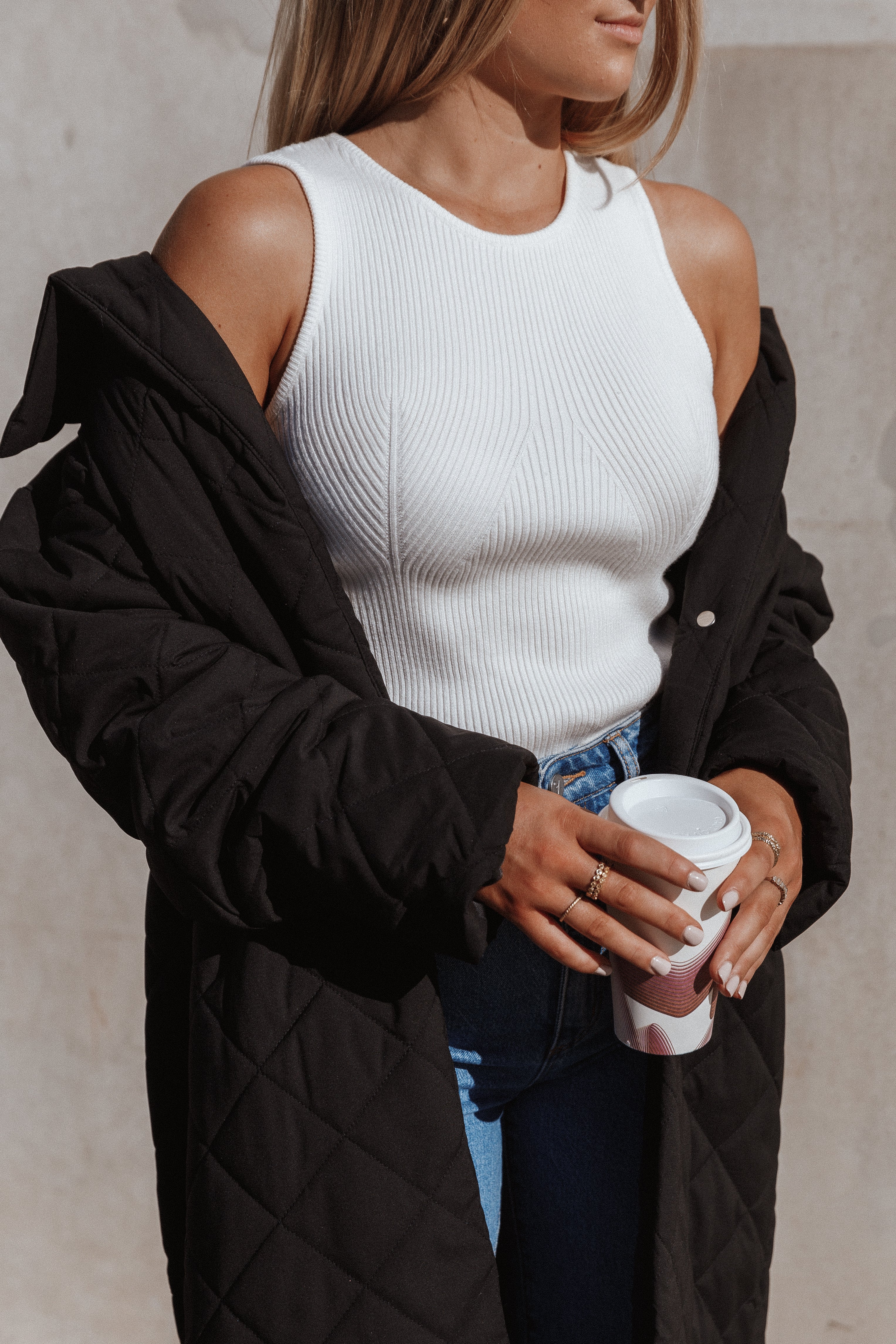 TOPS Davie Ribbed Knit Top - White