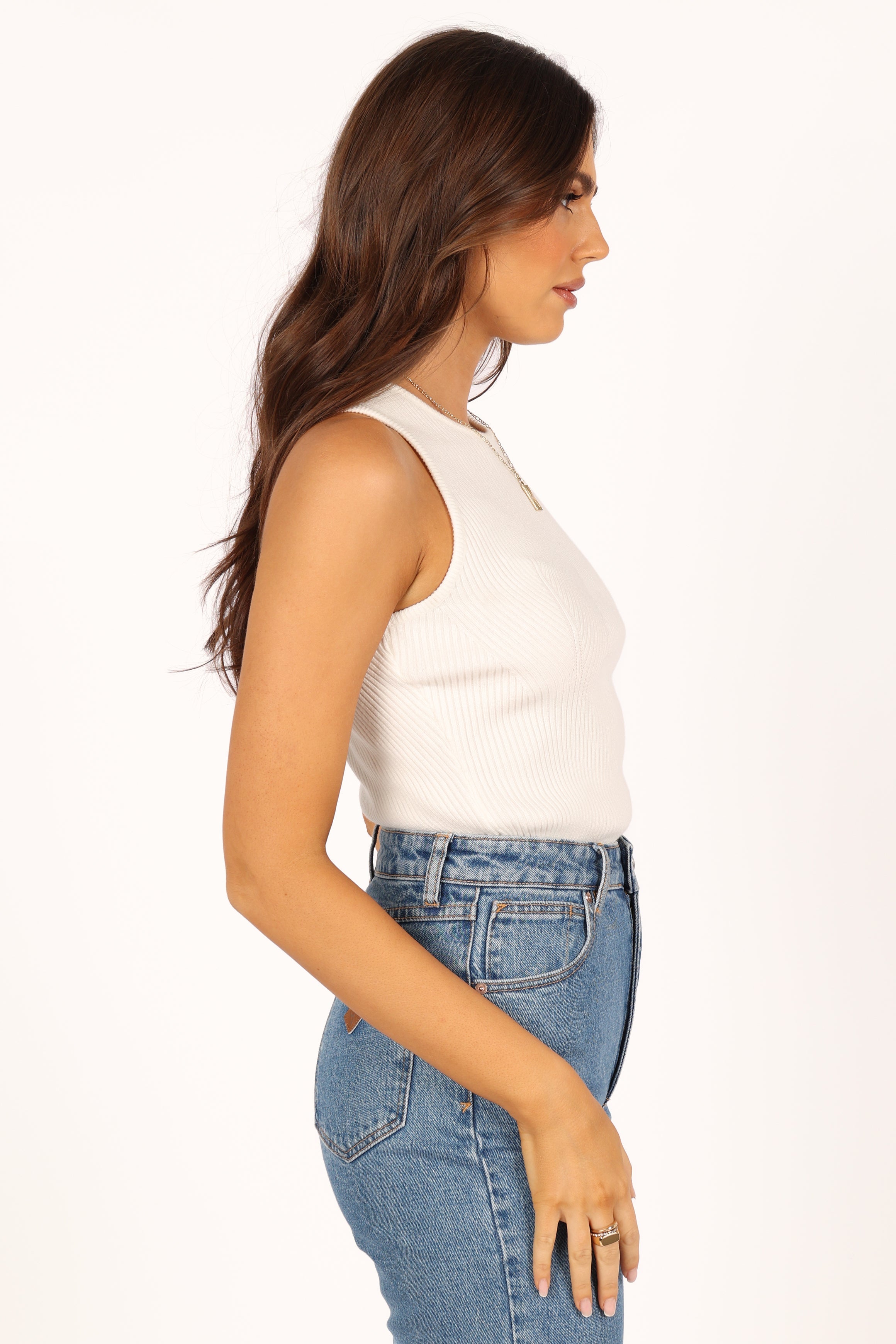 TOPS @Davie Ribbed Knit Top - White (waiting on bulk)