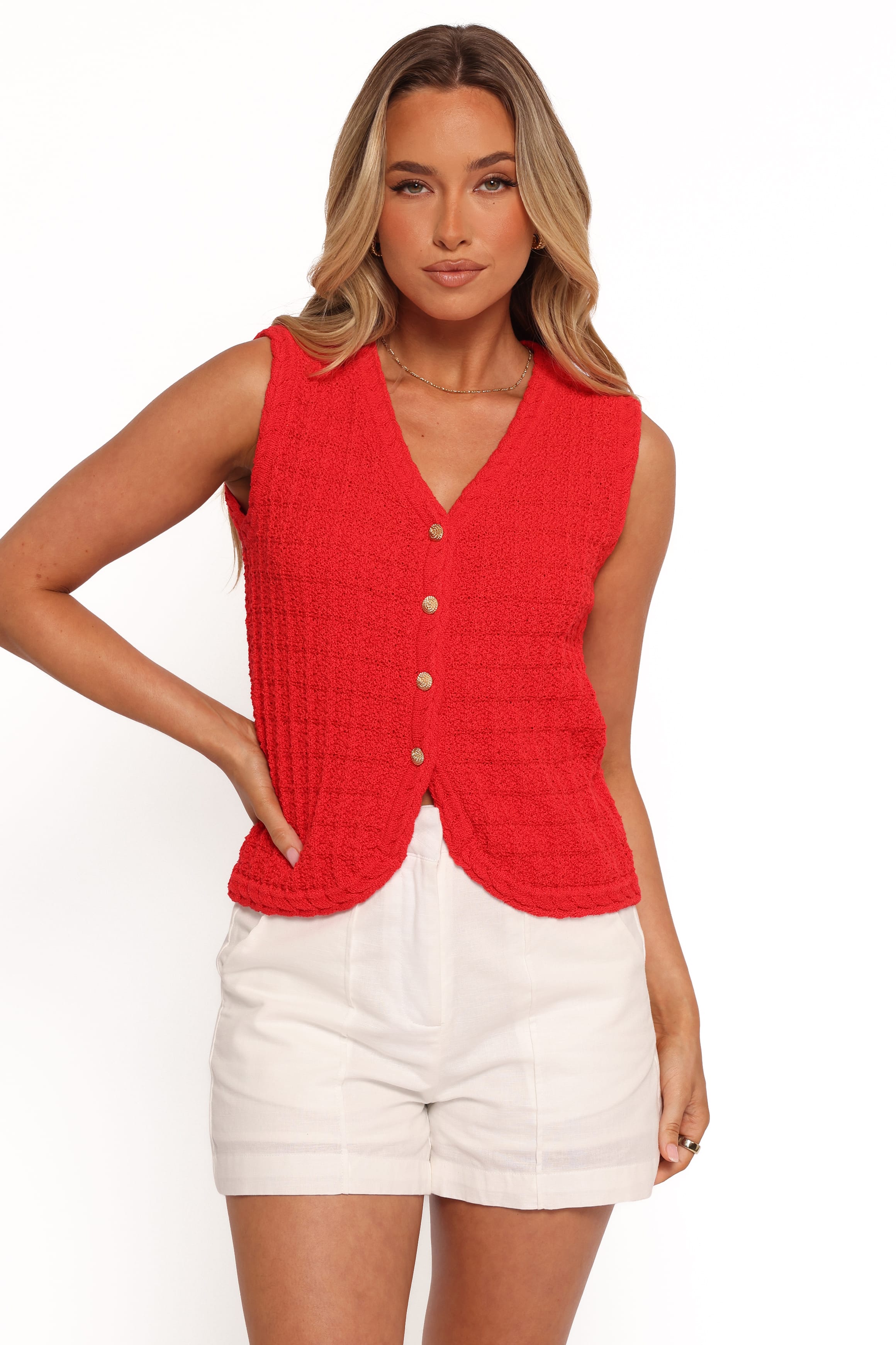TOPS Davis Knit Vest - Red