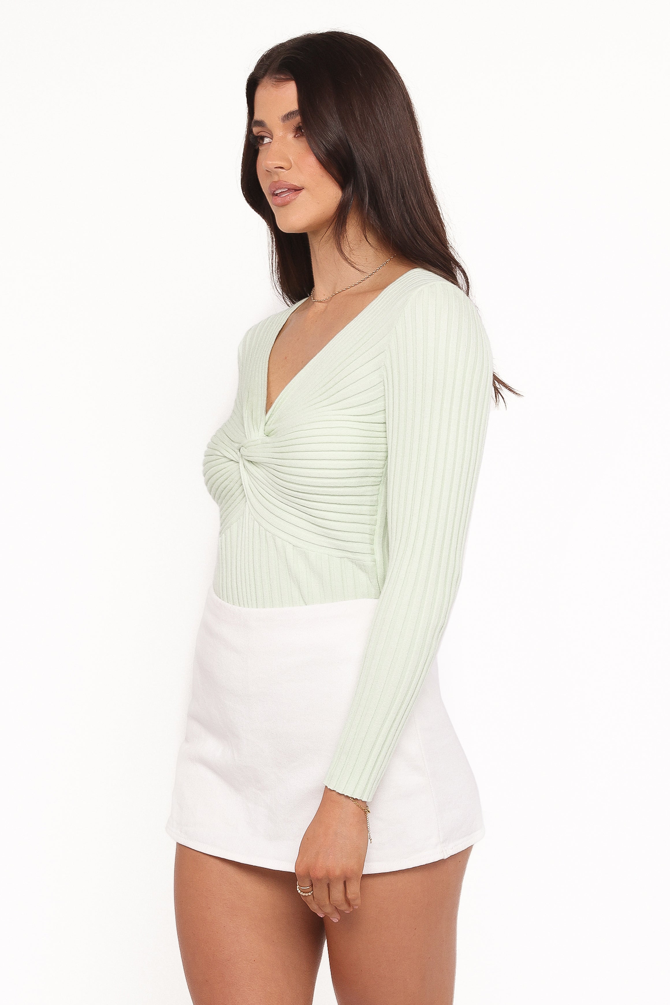 TOPS Demi Twist Detail Knit Top - Sage