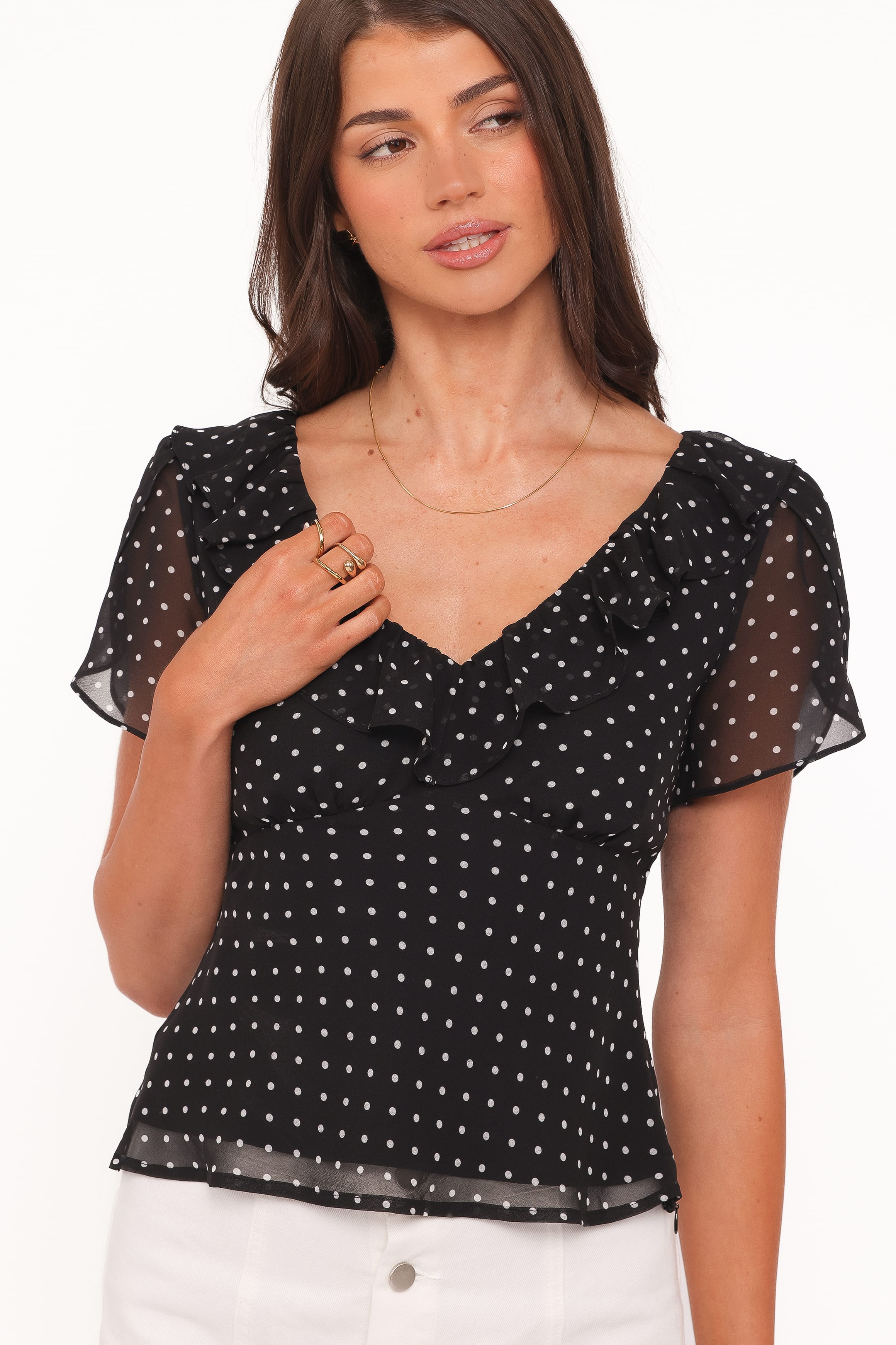 TOPS Dorado Top - Black/White Polkadot