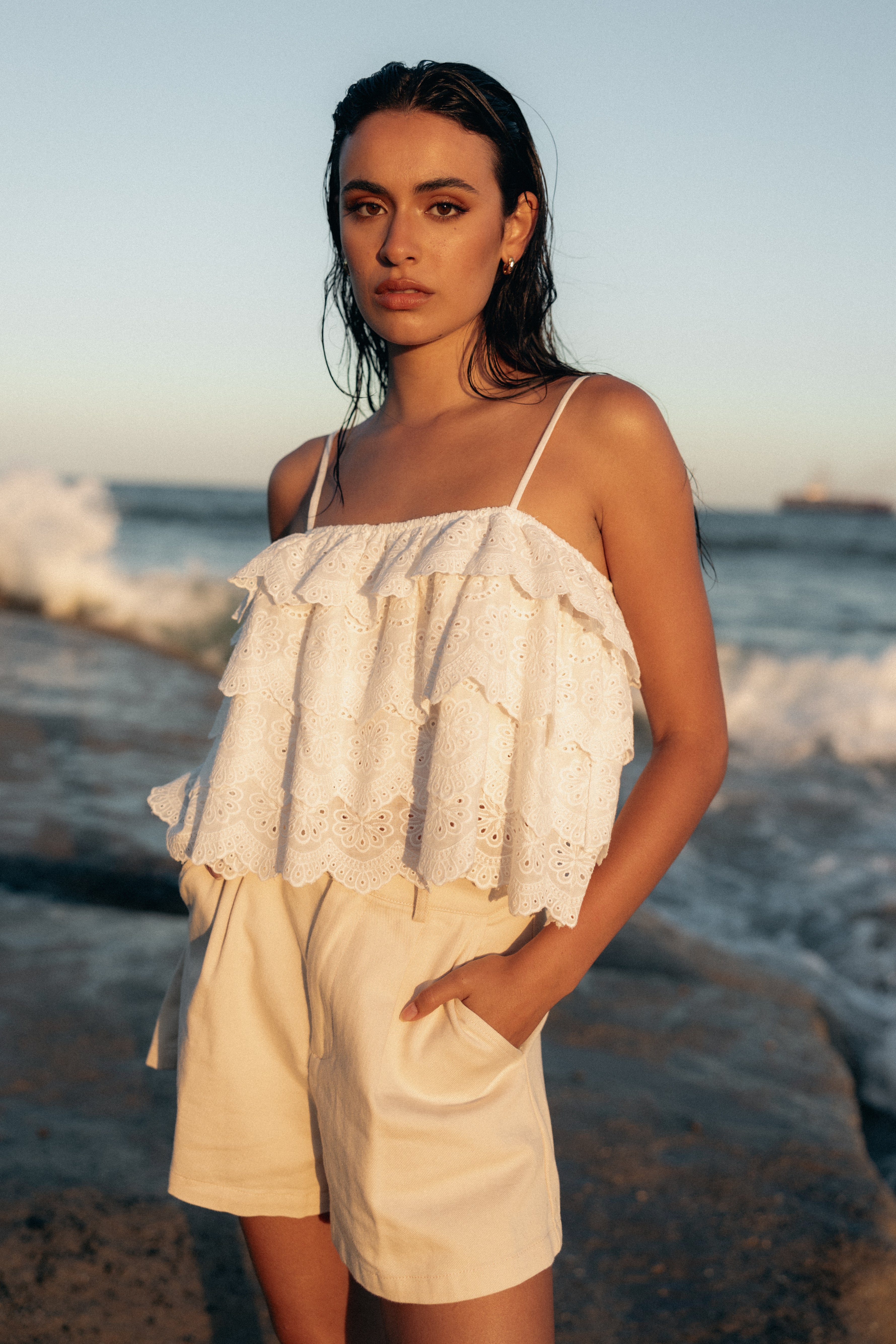 TOPS Ebbie Lace Top - White