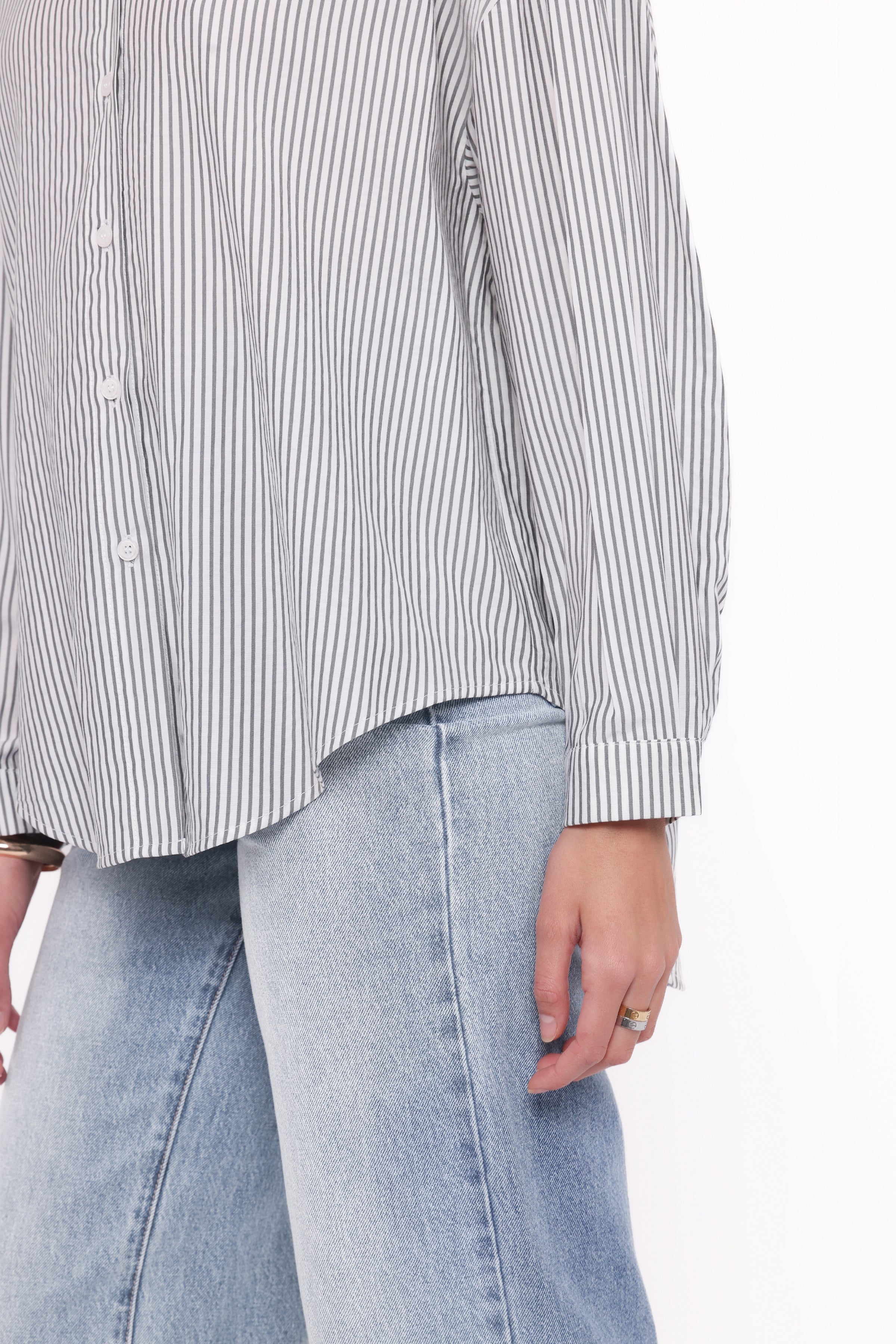 TOPS Edna Shirt - Charcoal Stripe