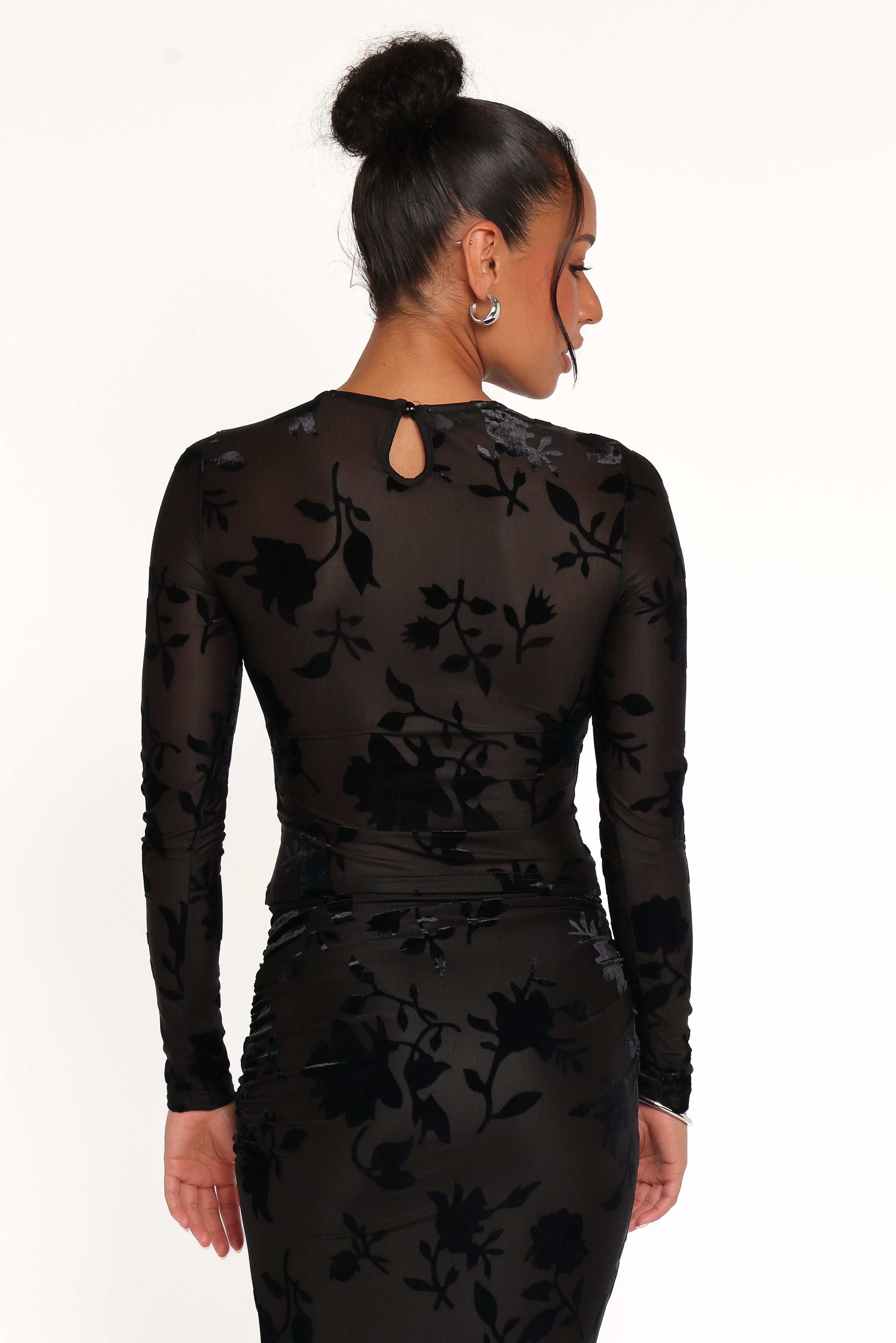 TOPS Elani Velvet Burnout Top - Black