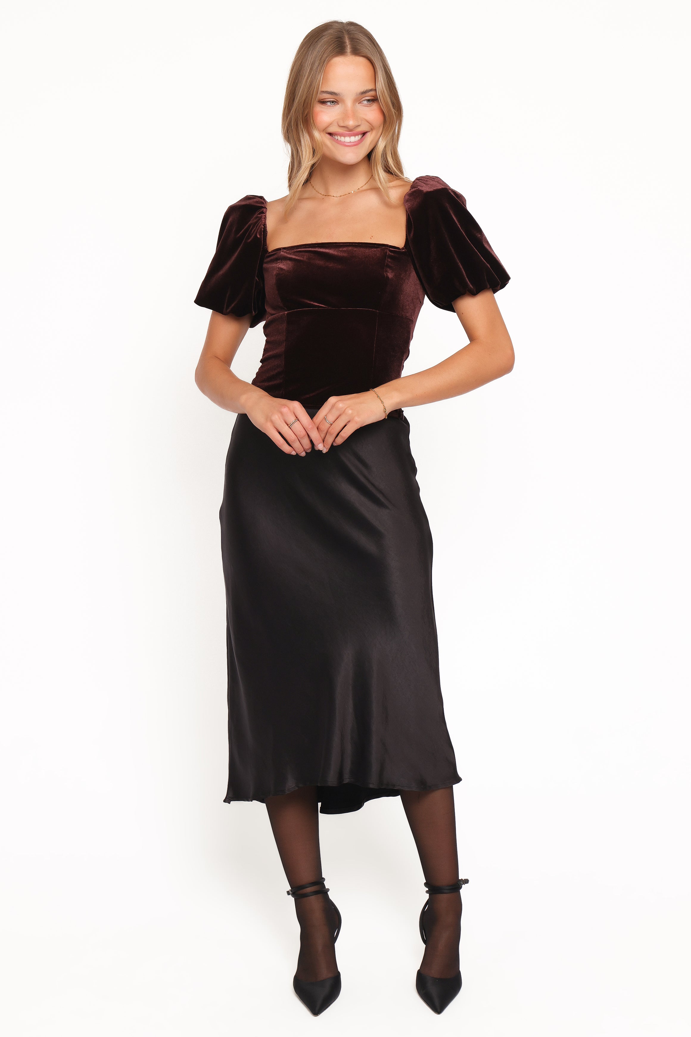 TOPS Elyria Puff Sleeve Top - Chocolate