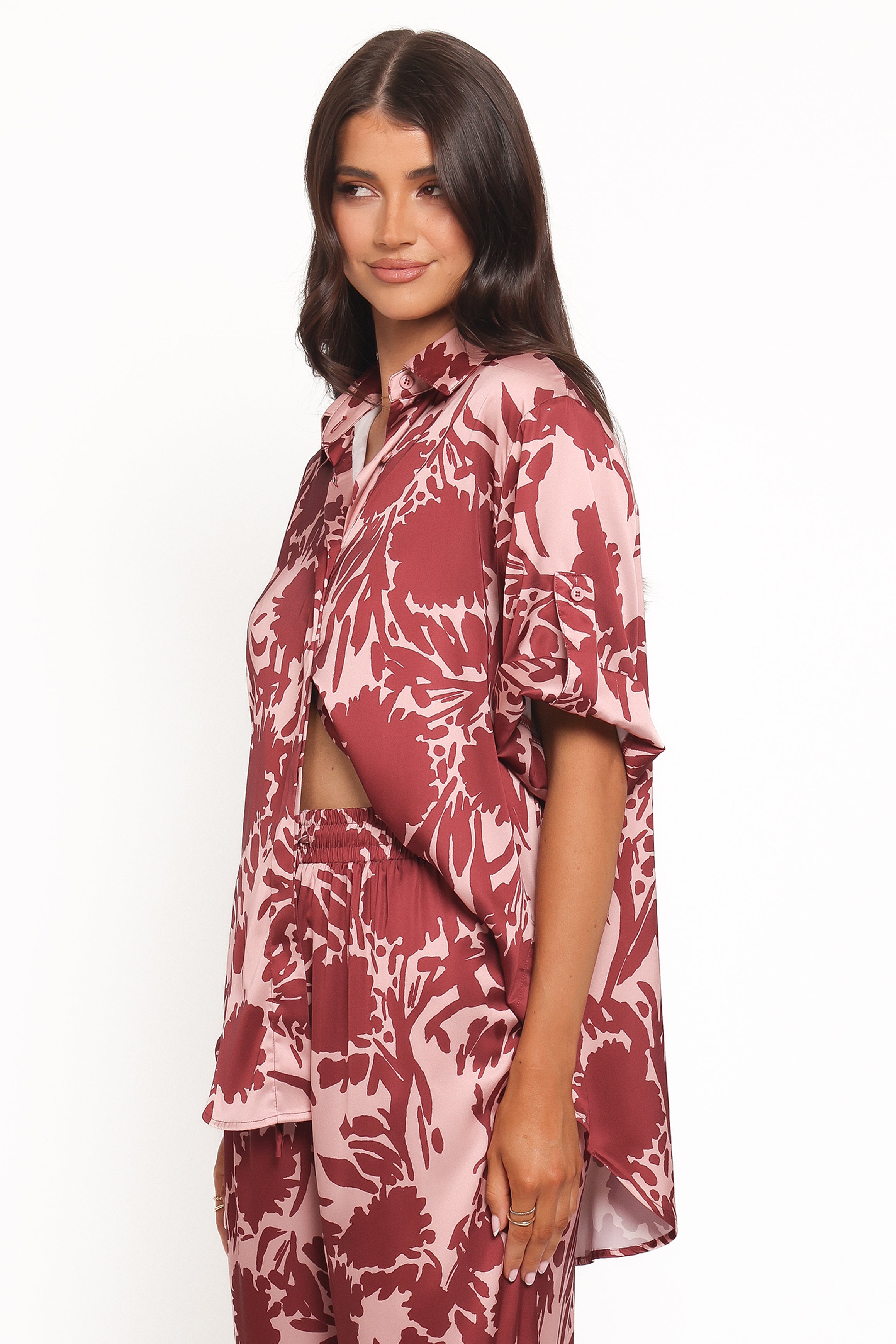 TOPS Elysia Shirt - Pink Burgundy
