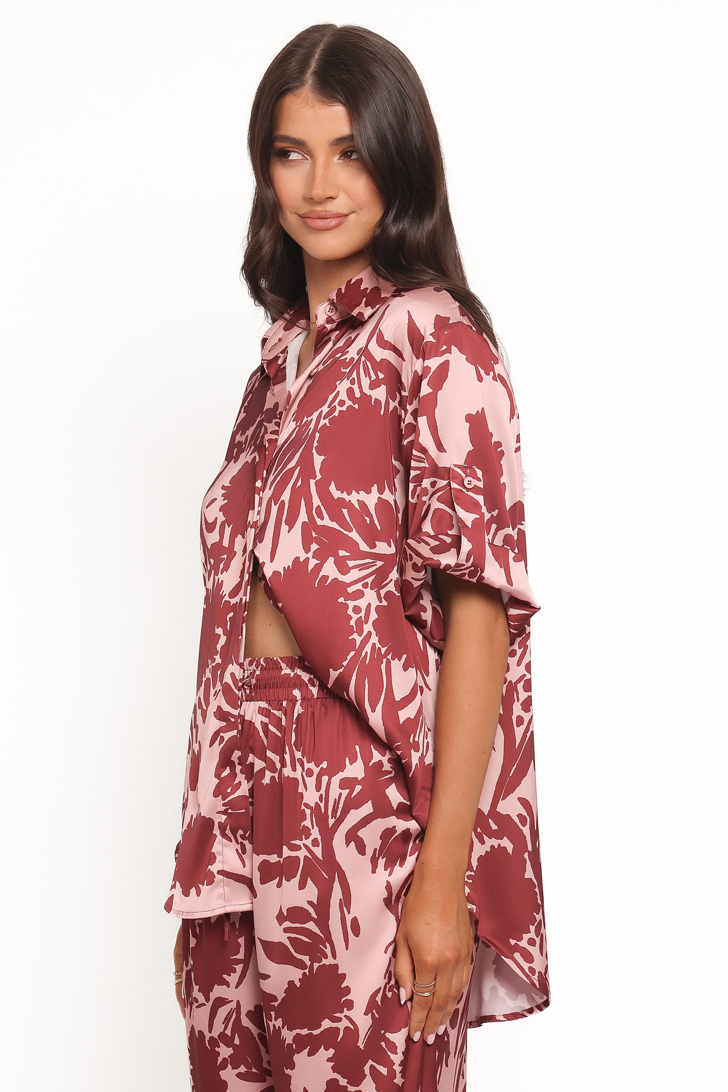 TOPS Elysia Shirt - Pink Burgundy